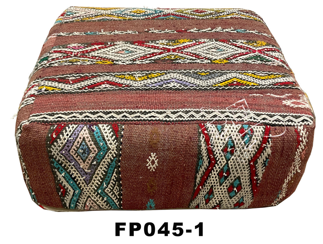 Square Kilim Floor Ottoman