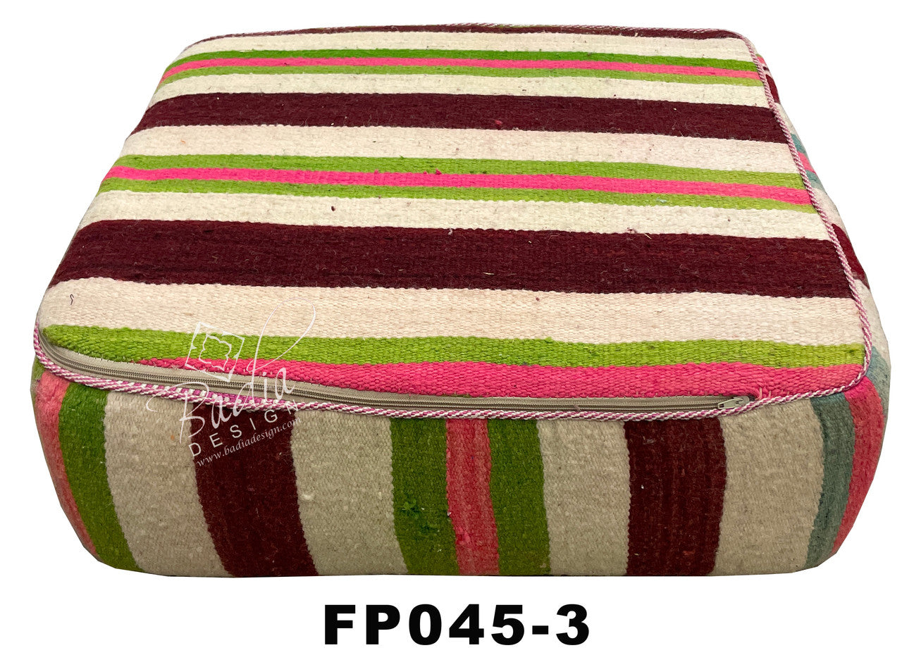 Square Kilim Floor Ottoman
