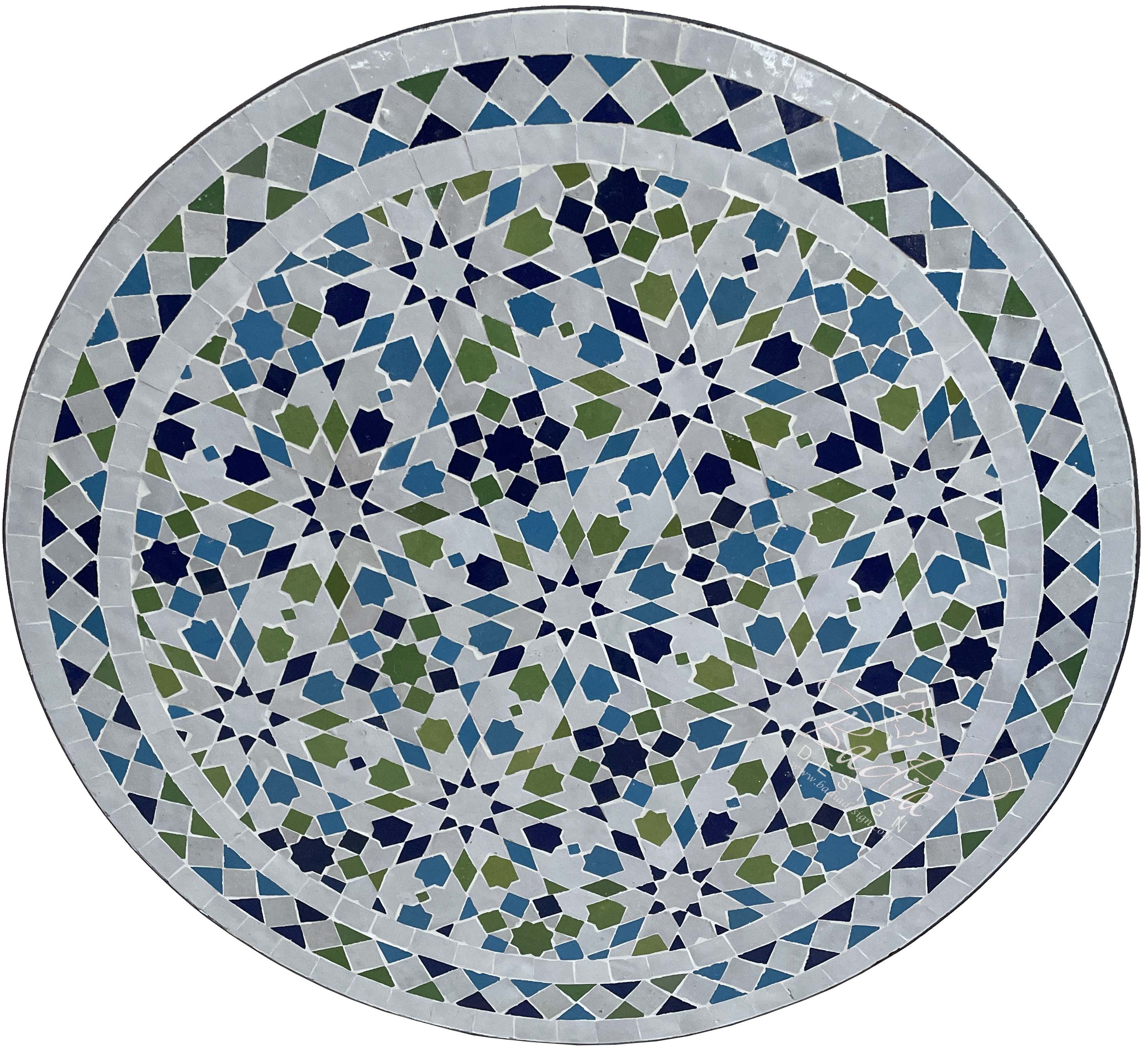 24" Intricately Designed Round Tile Table Top