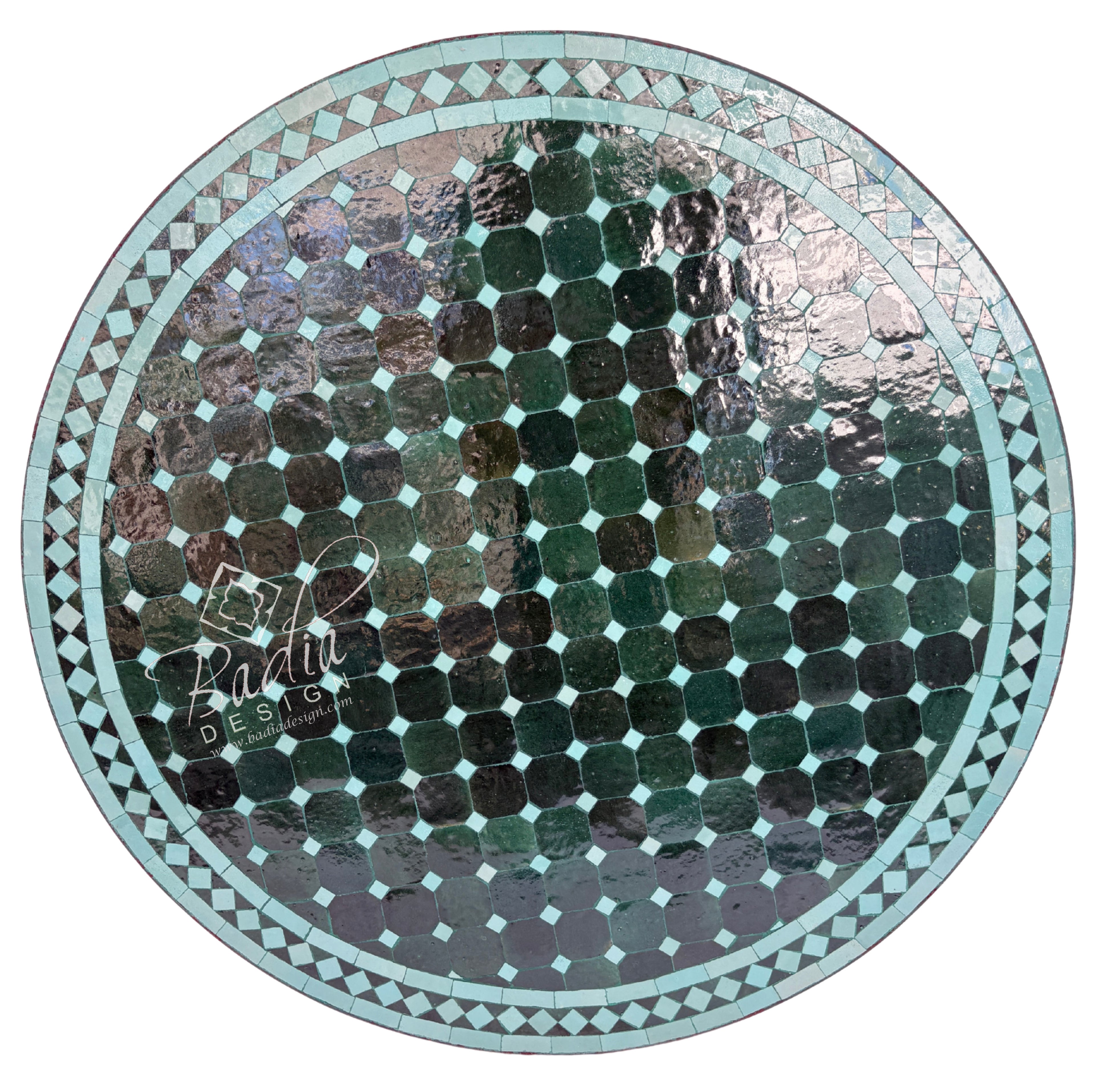 36" Green Round Tile Table Top