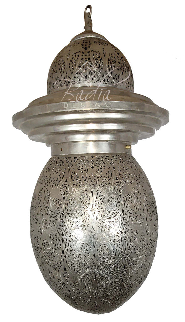 Intricately Designed Hand Punched Silver Chandelier