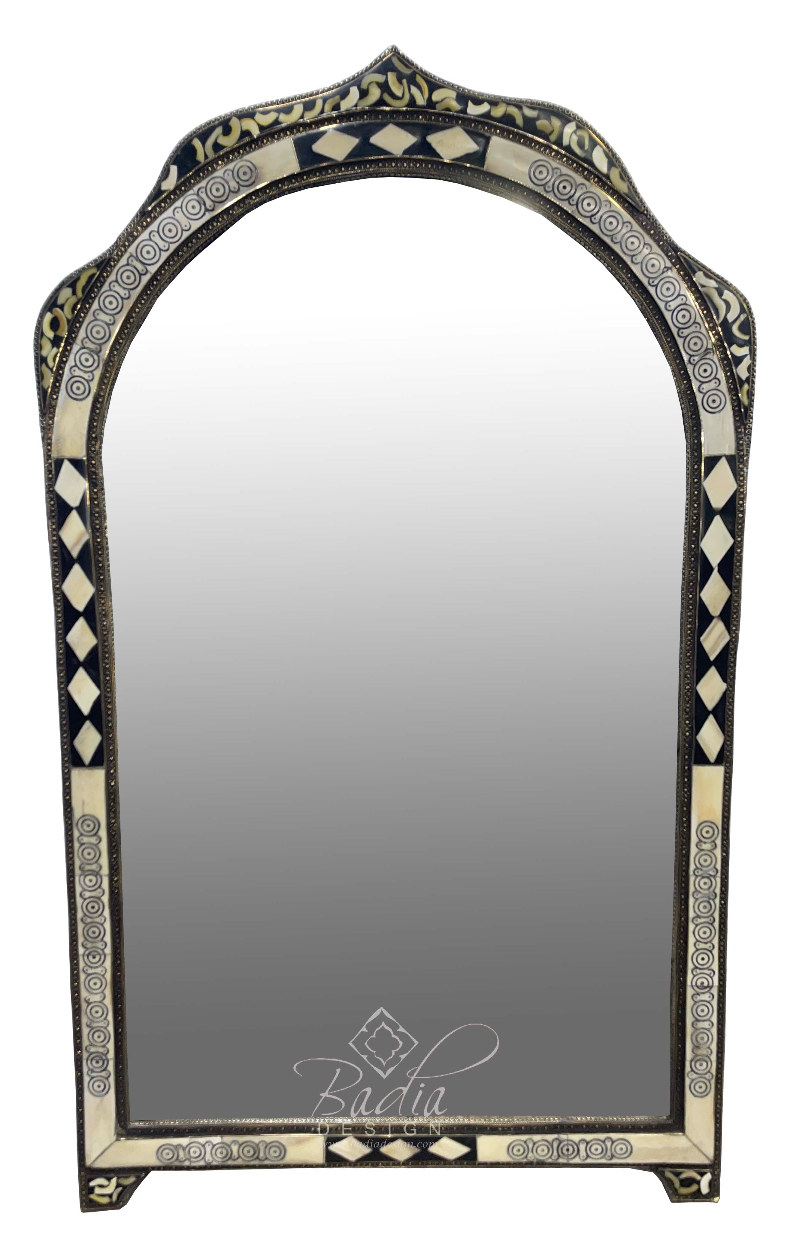 Arch Embossed Metal and Camel Bone Mirror