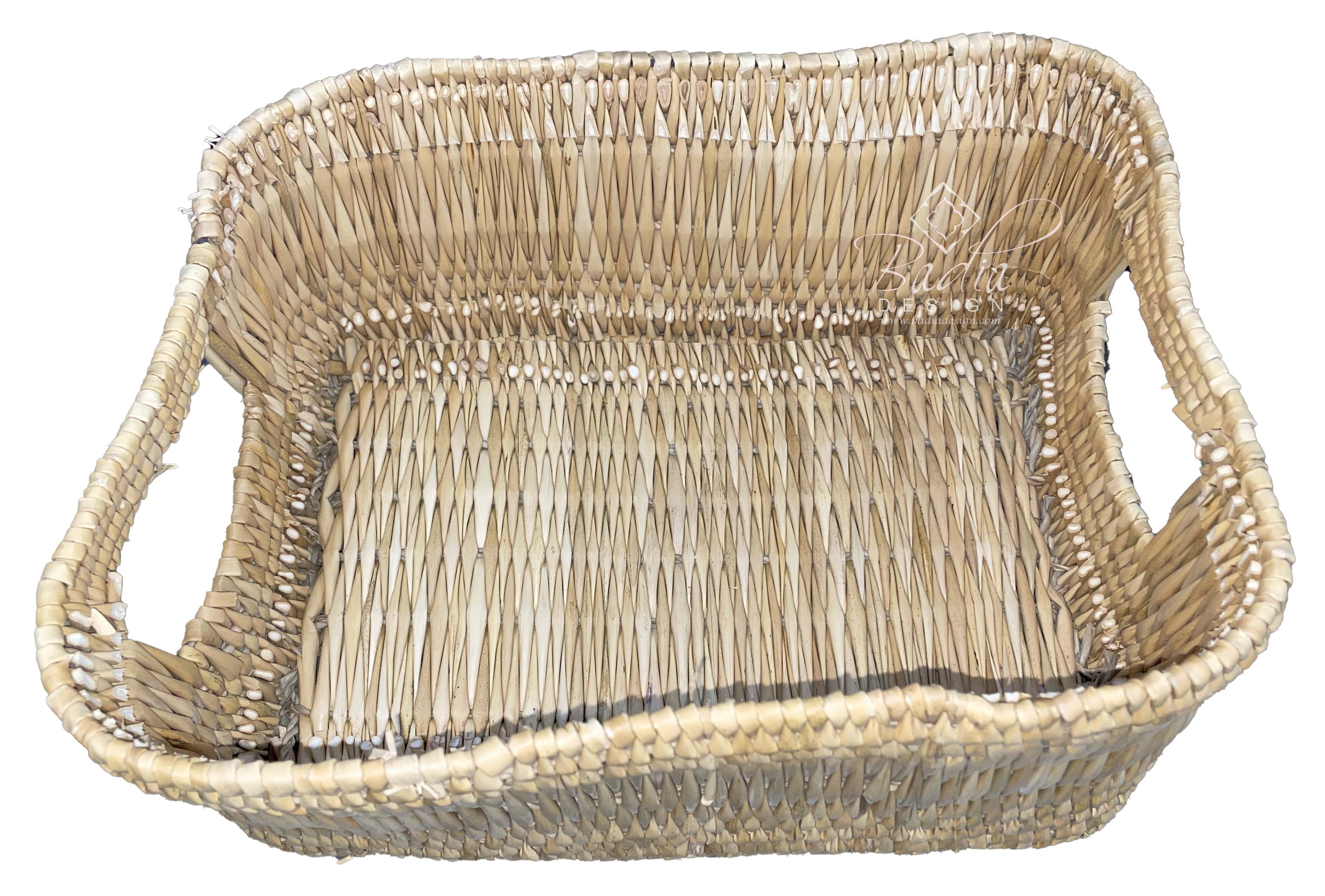 Rectangular Shaped Handwoven Straw Basket