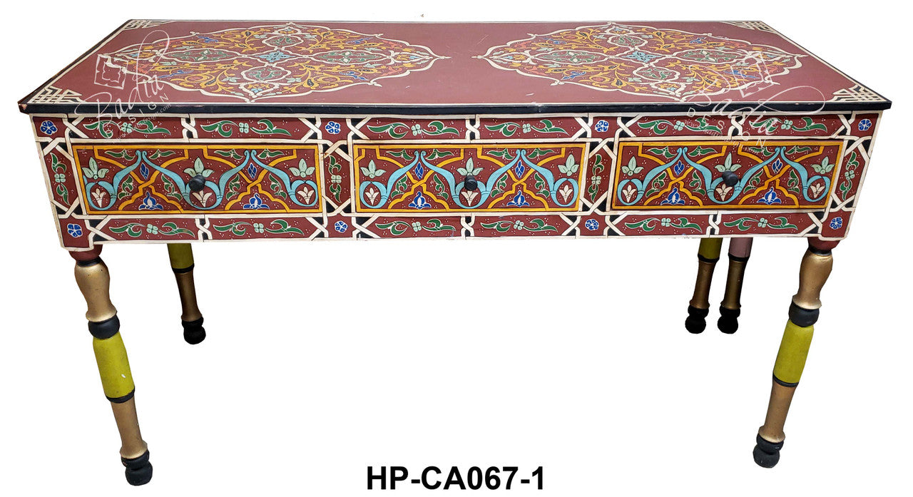Moroccan Hand Painted Cedar Cabinet