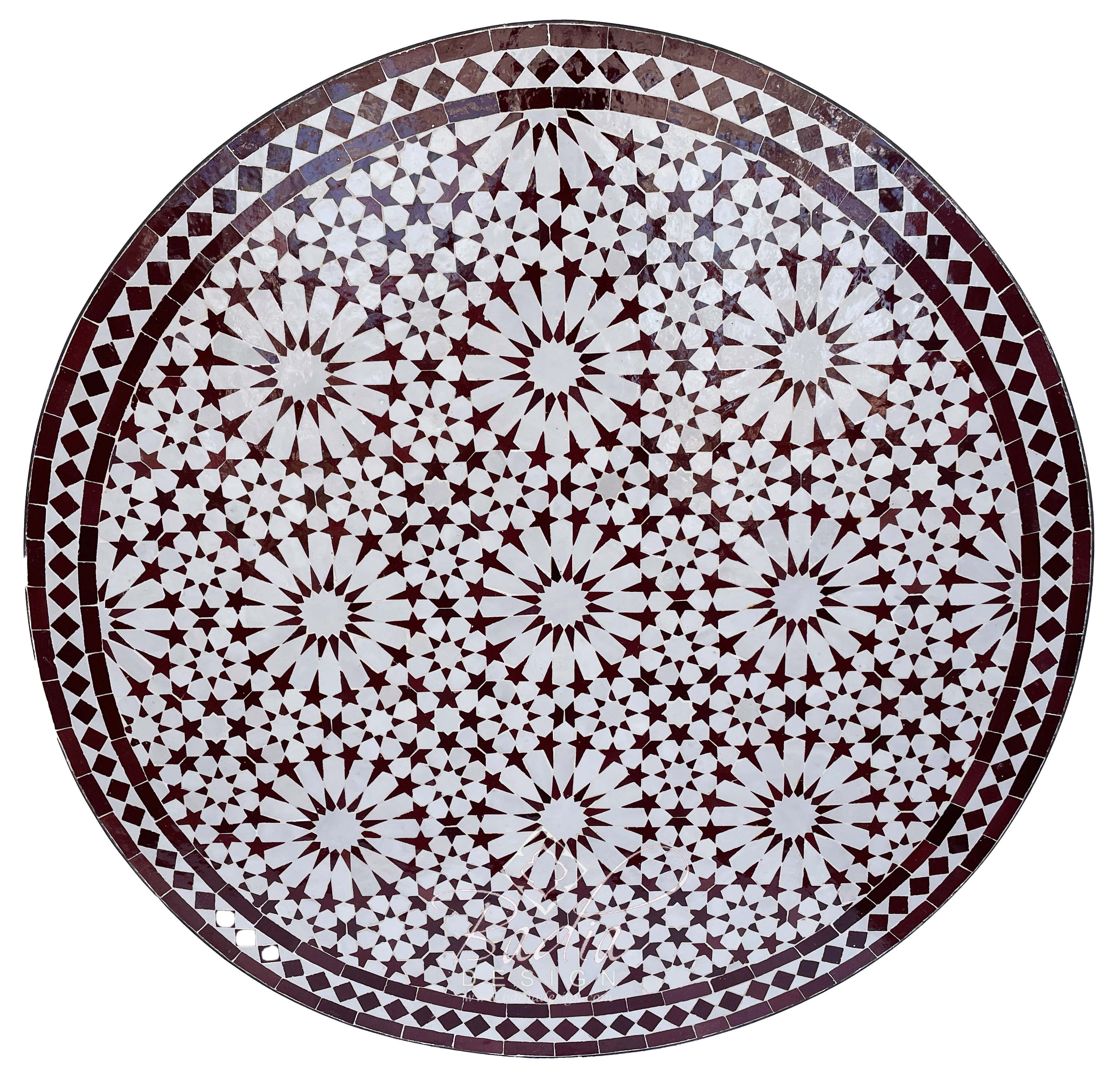 39" Round Moroccan Mosaic Tile Table Top