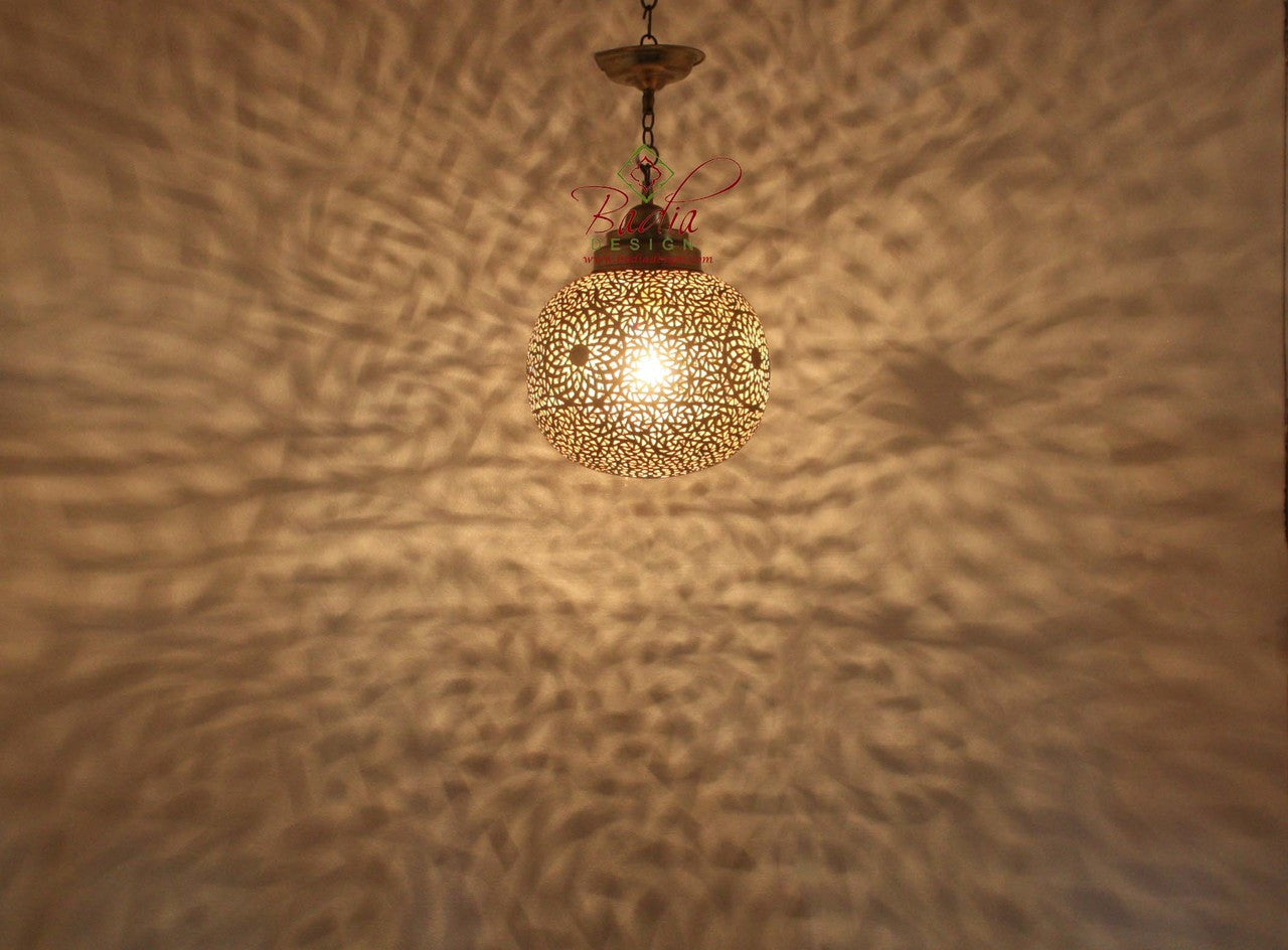 Round Moroccan Brass Pendant Light