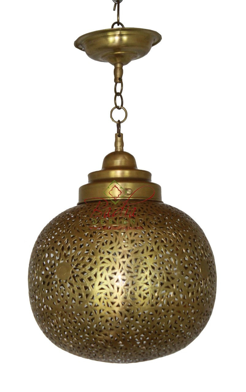 Round Moroccan Brass Pendant Light