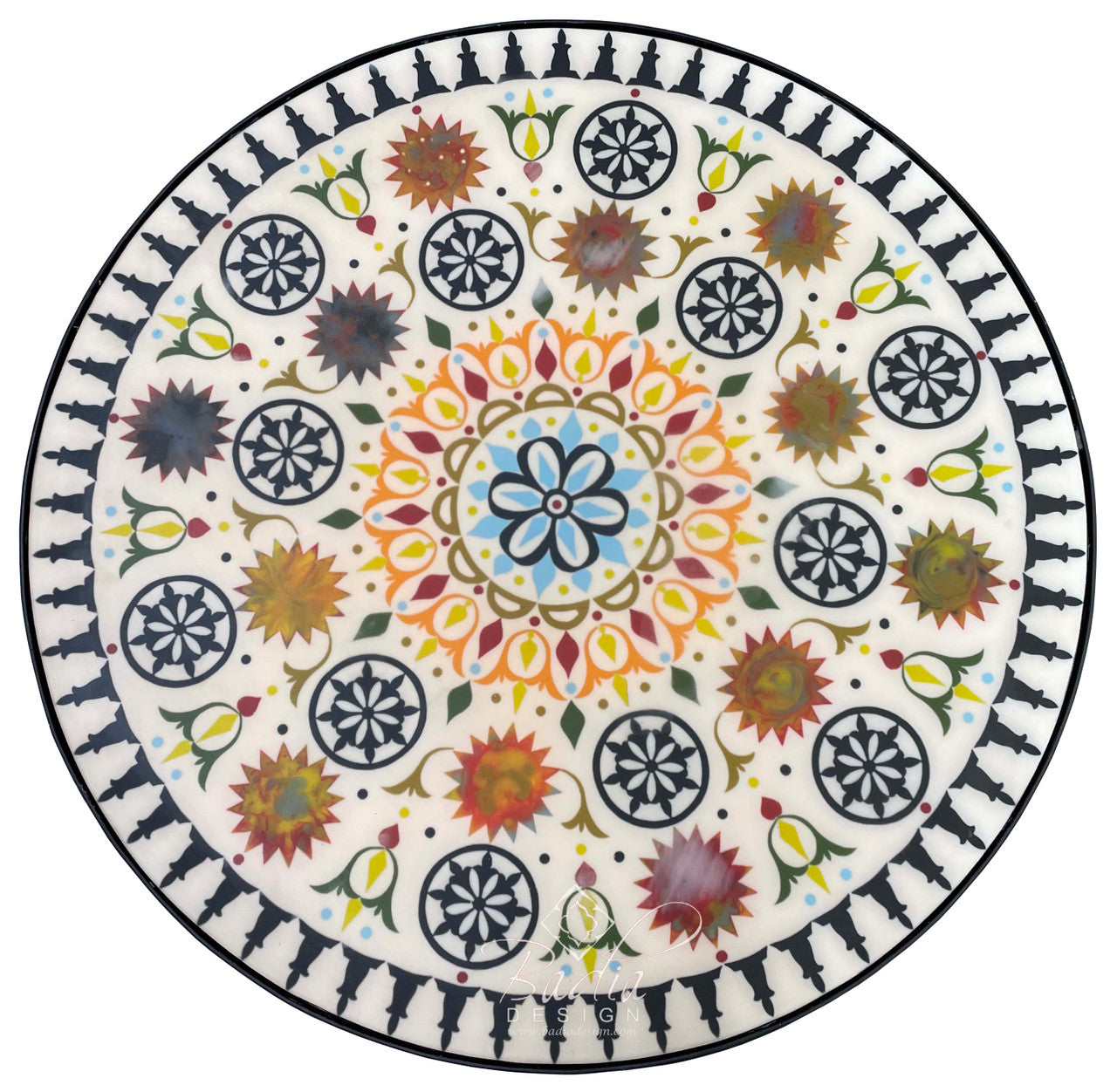 Round Multi-Color Resin Inlay Table