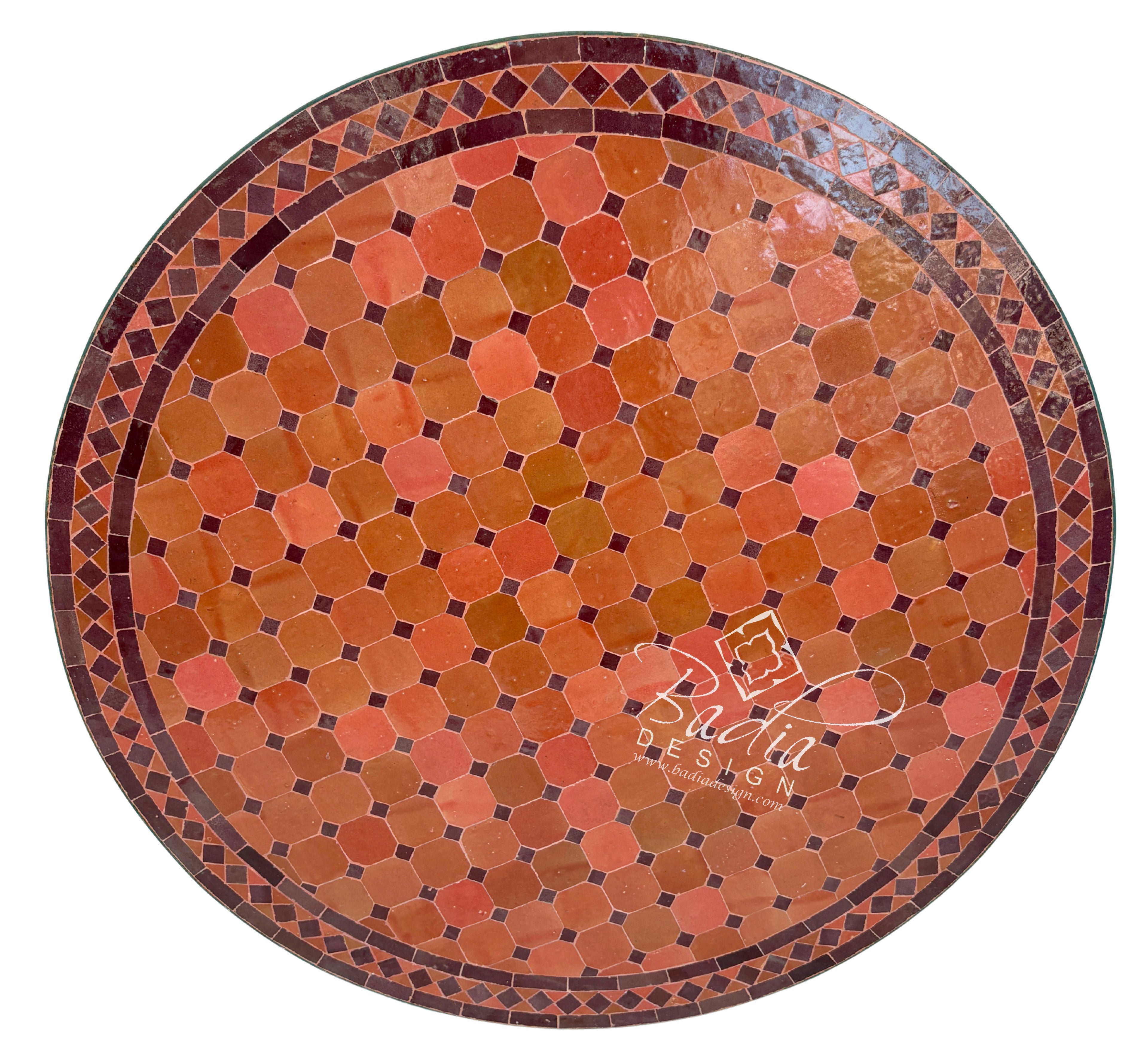36" Round Burnt Orange Tile Table Top