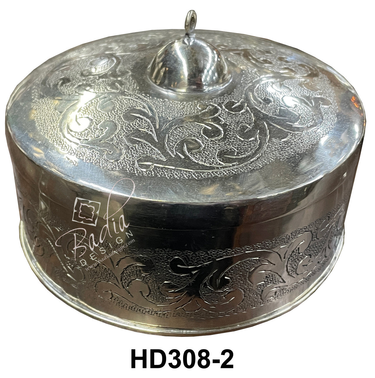Round Silver Container with Lid