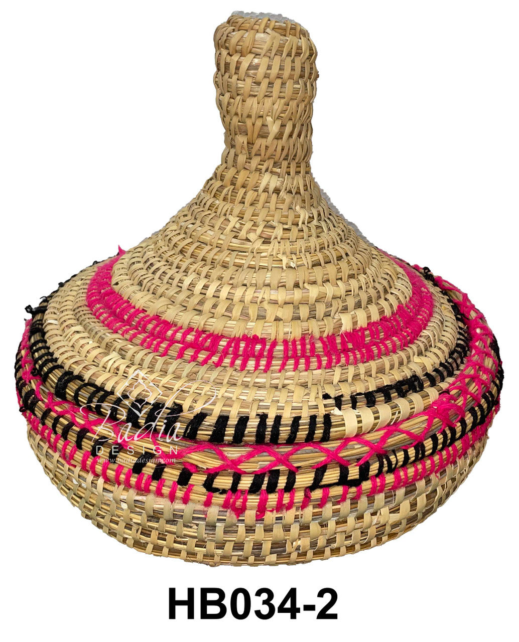 Round Top Handwoven Straw Basket with Lid
