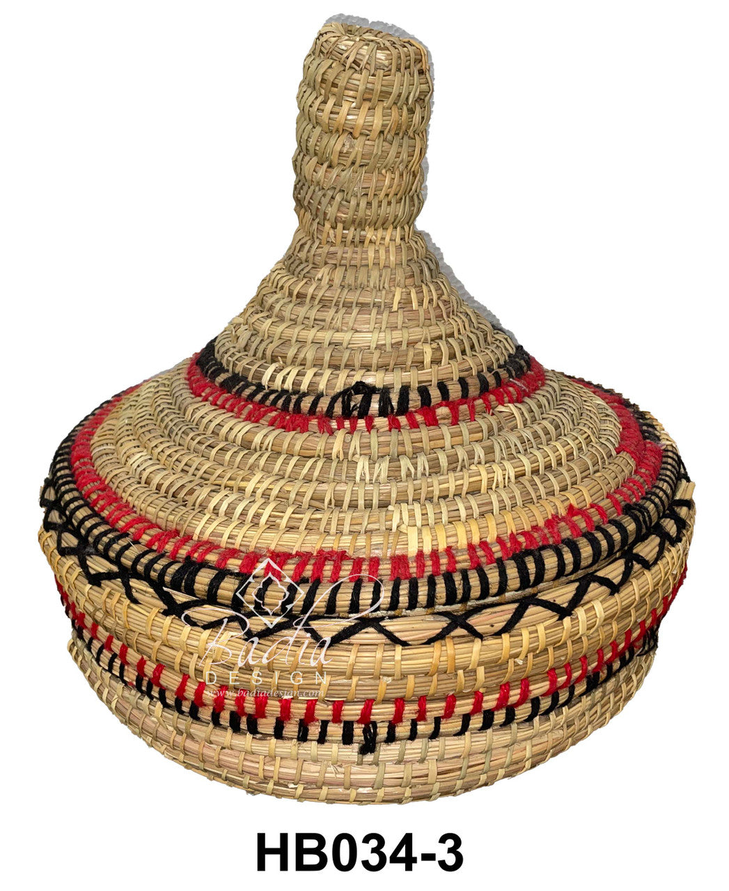 Round Top Handwoven Straw Basket with Lid