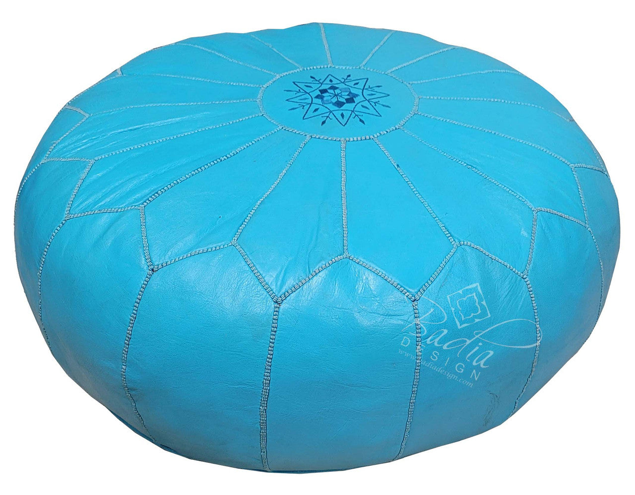 Large Round Moroccan Premium Leather Pouf