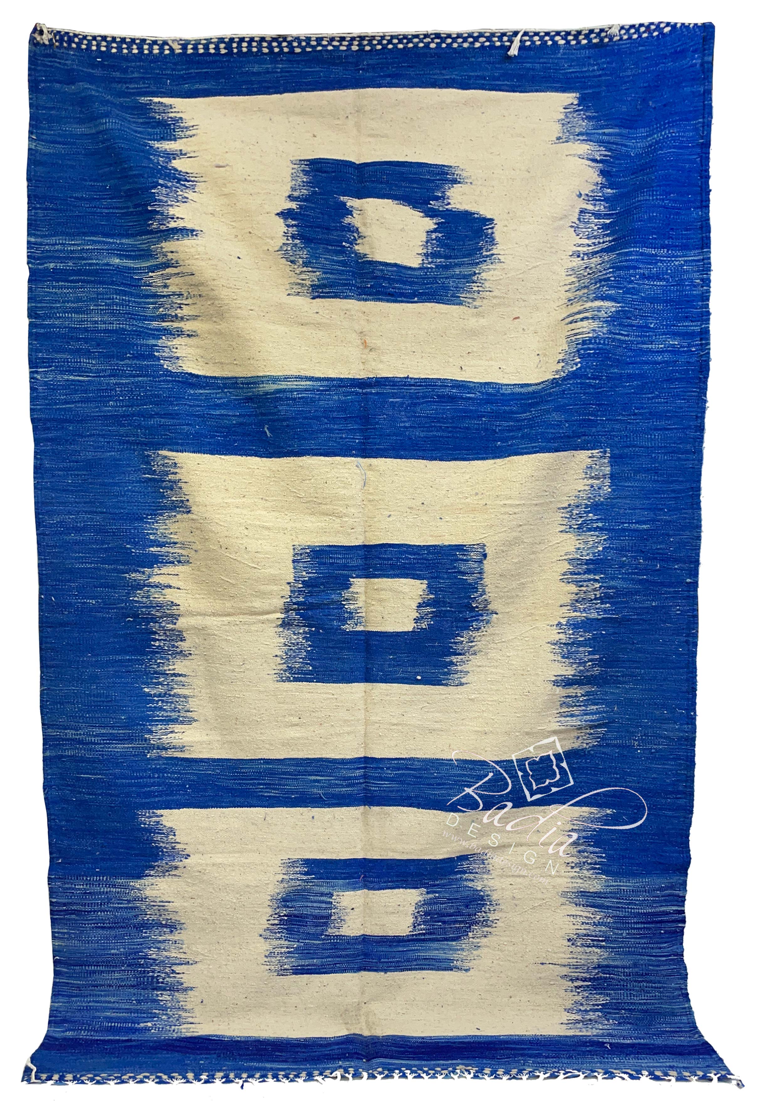 Blue and Beige Color Rug with Geometric Designs