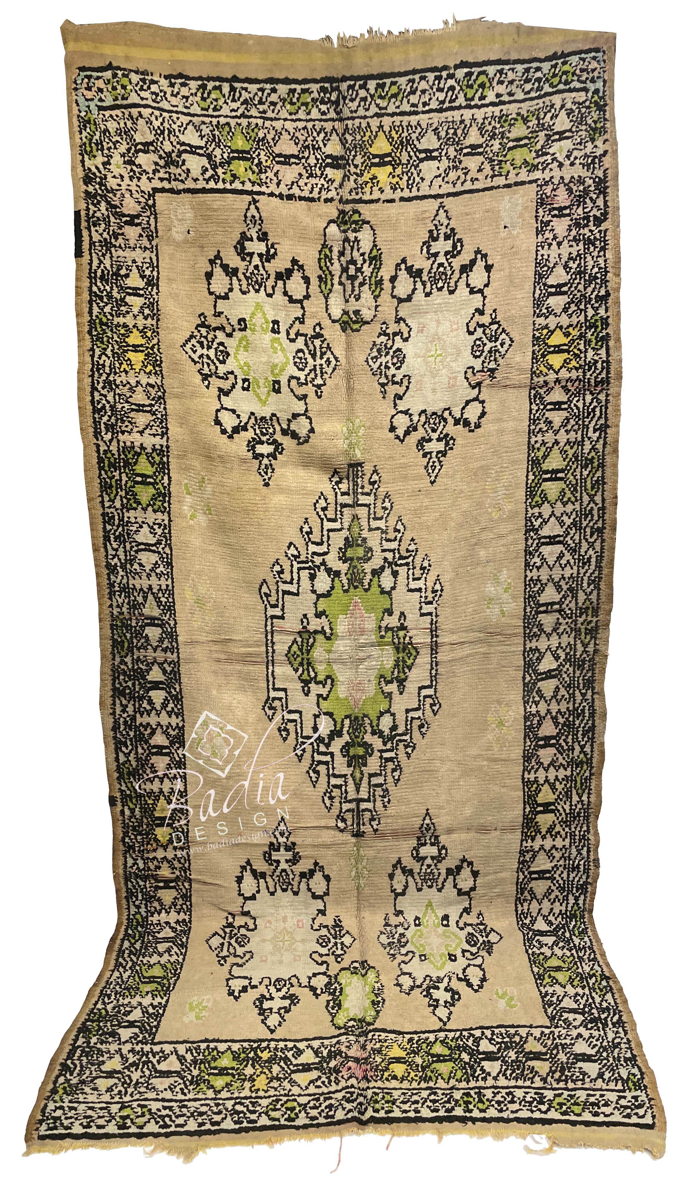 Olive Color Rug with Geometric Designs