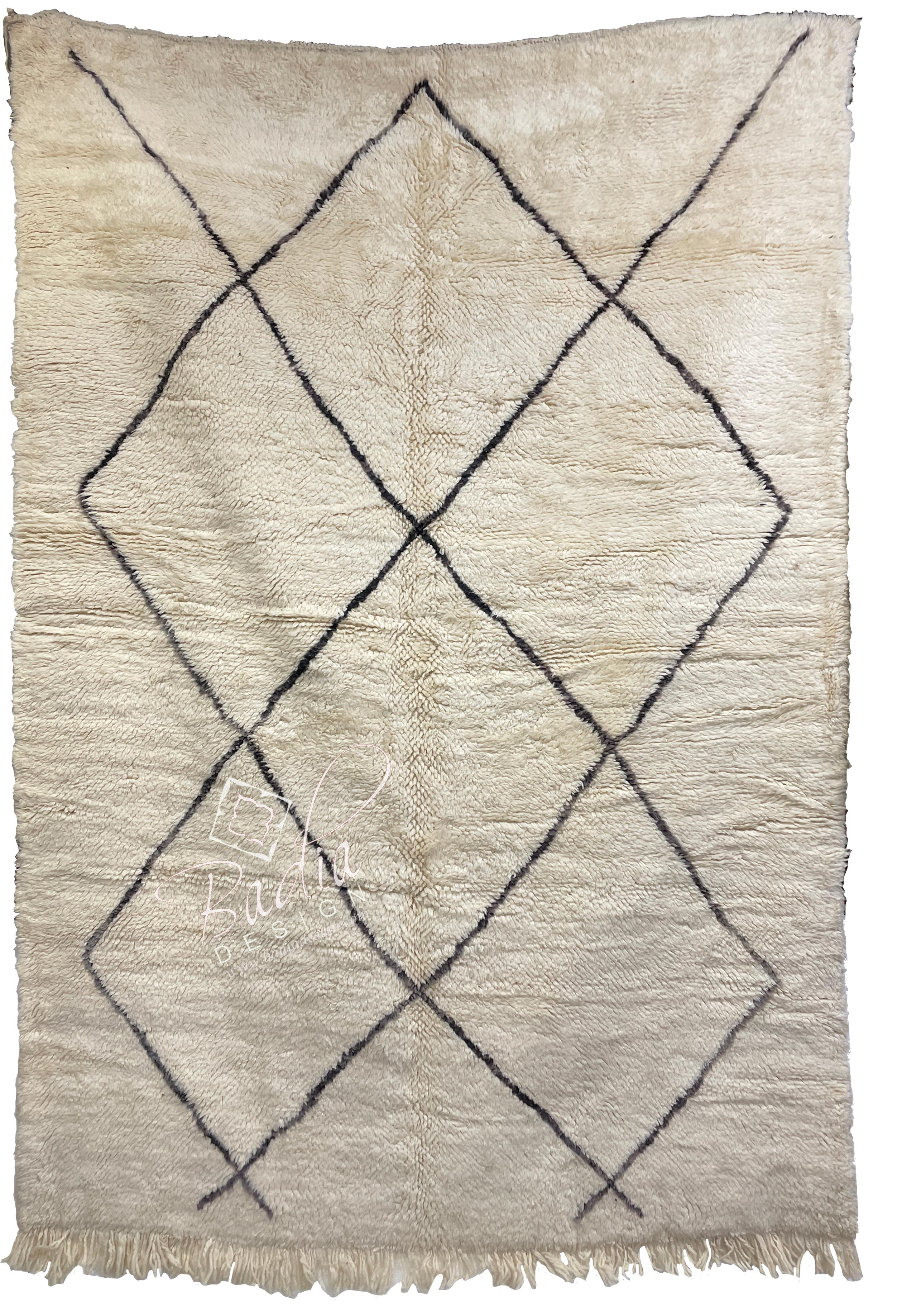 Cream Color Moroccan Rug with Tribal Designs