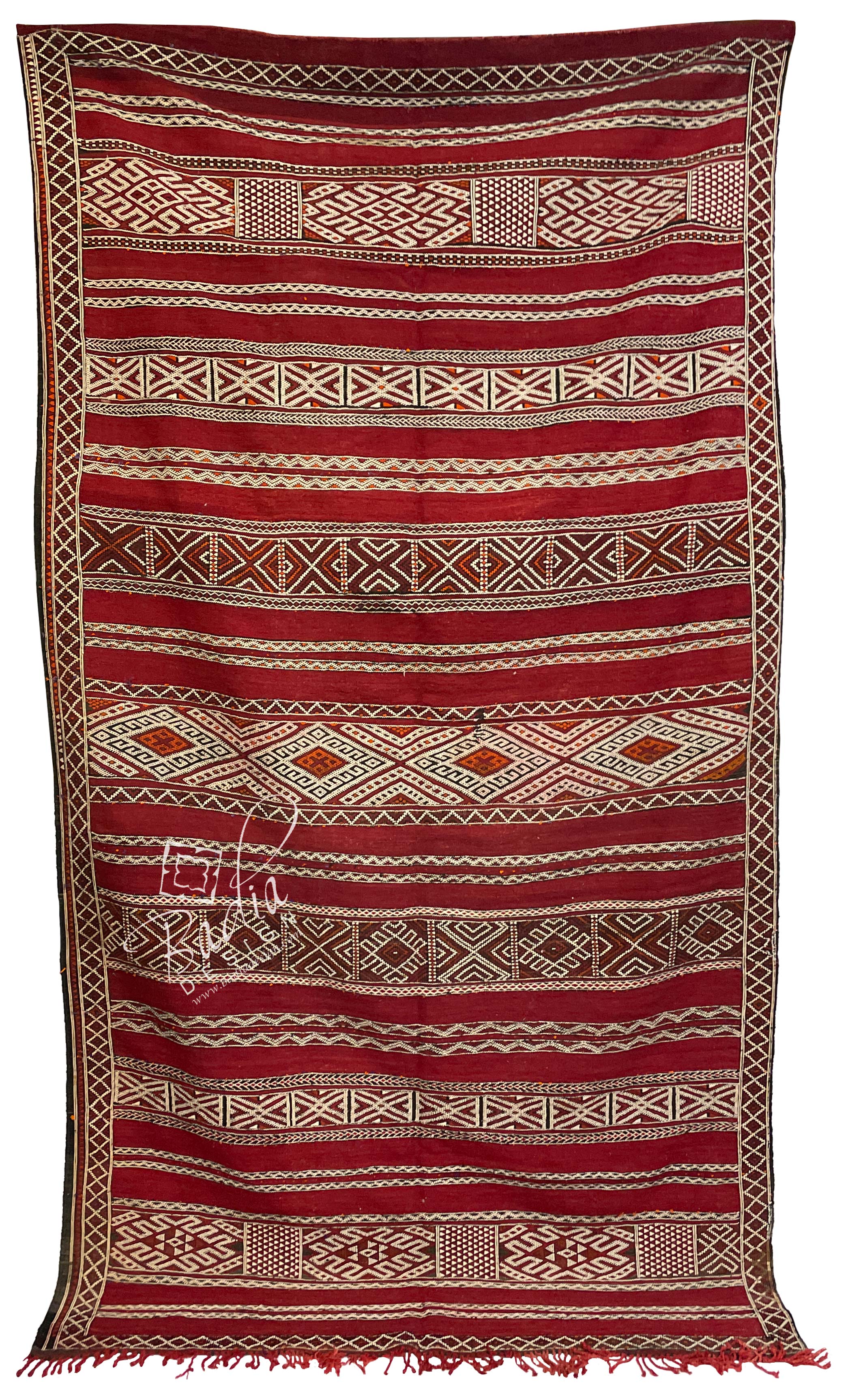 Red Multi-Color Kilim Rug with Tribal Designs