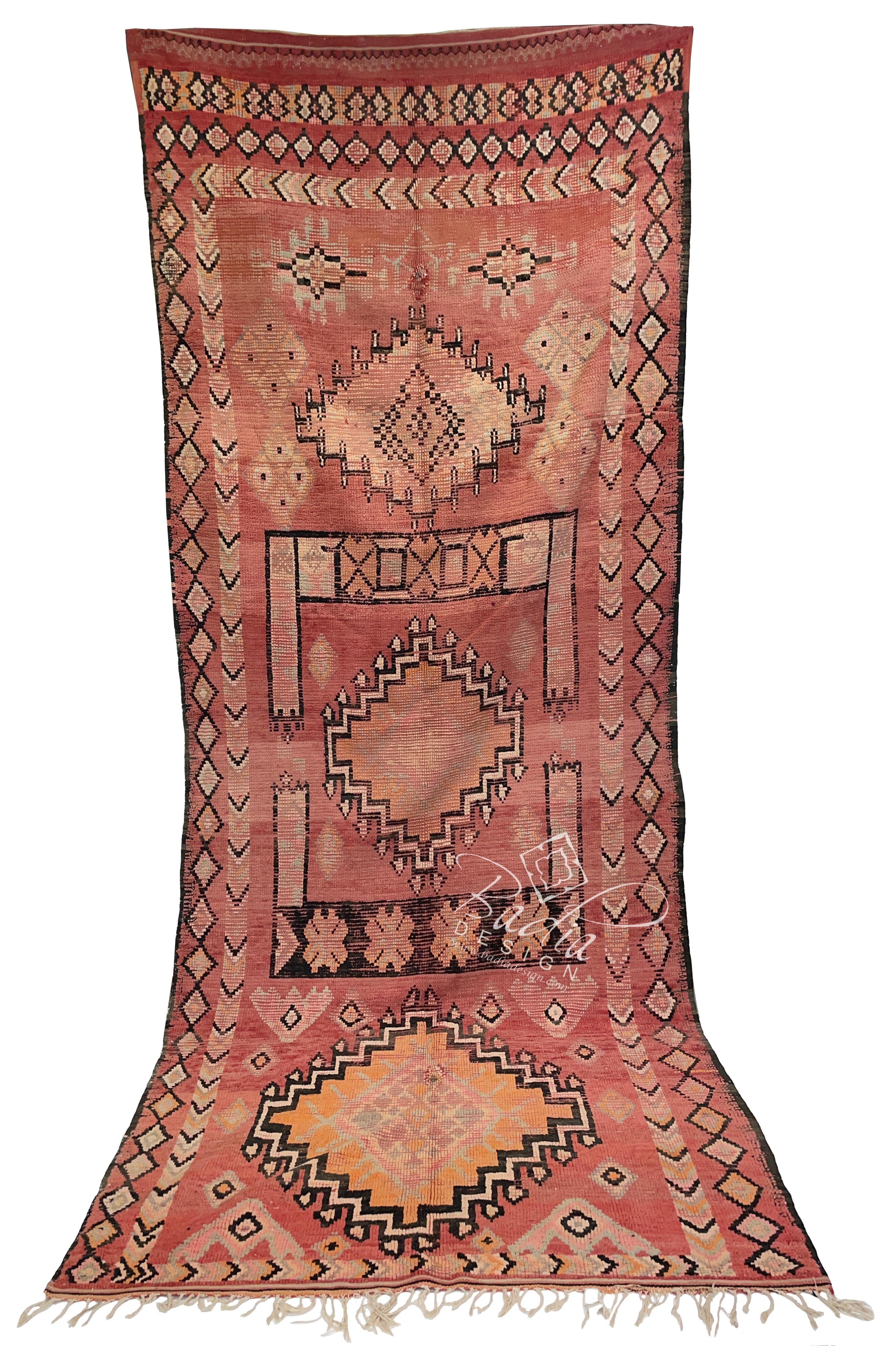 Long Multi-Color Moroccan Rug with Tribal Designs