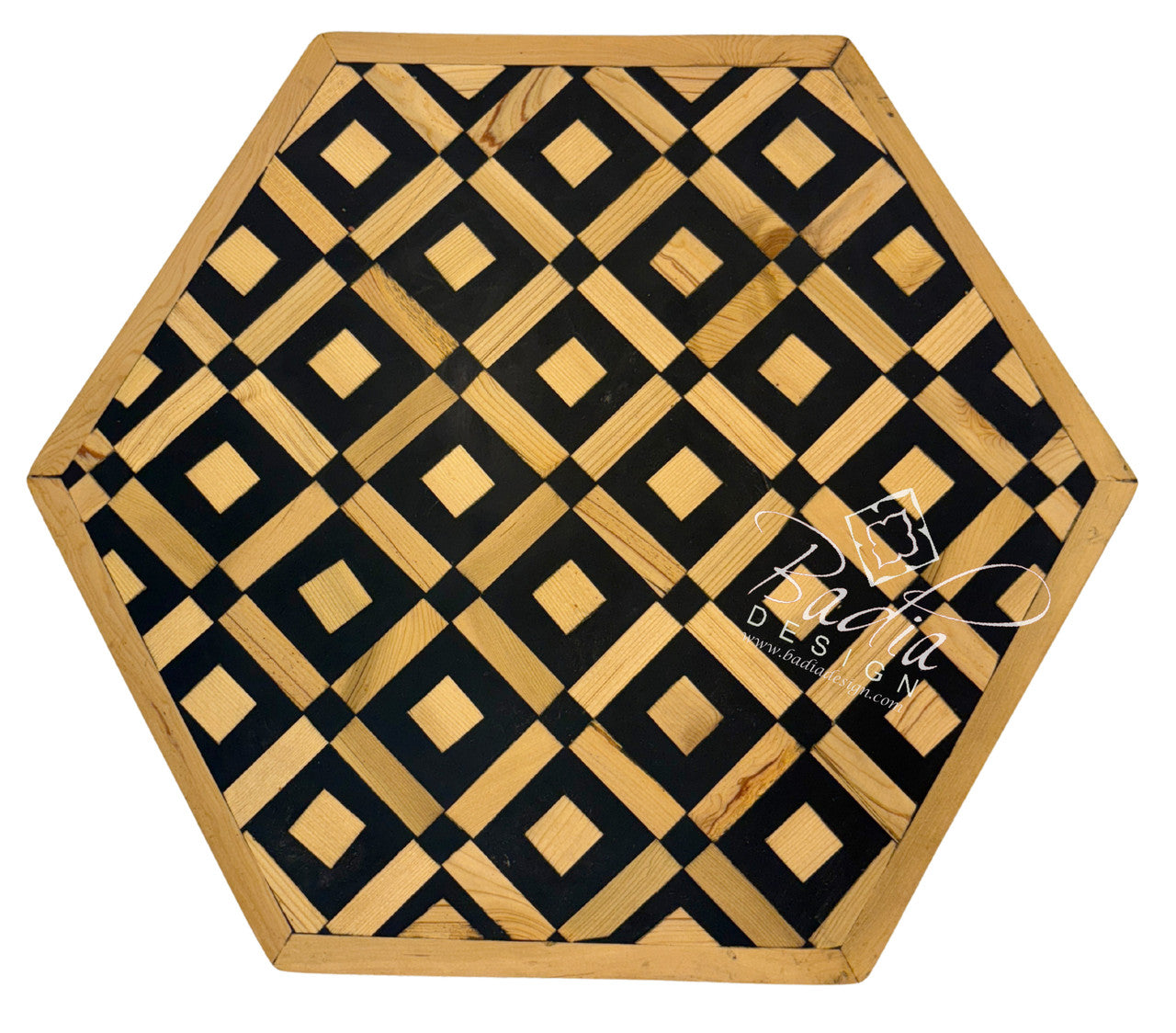 Multi-Color Wood and Resin Inlay Side Table