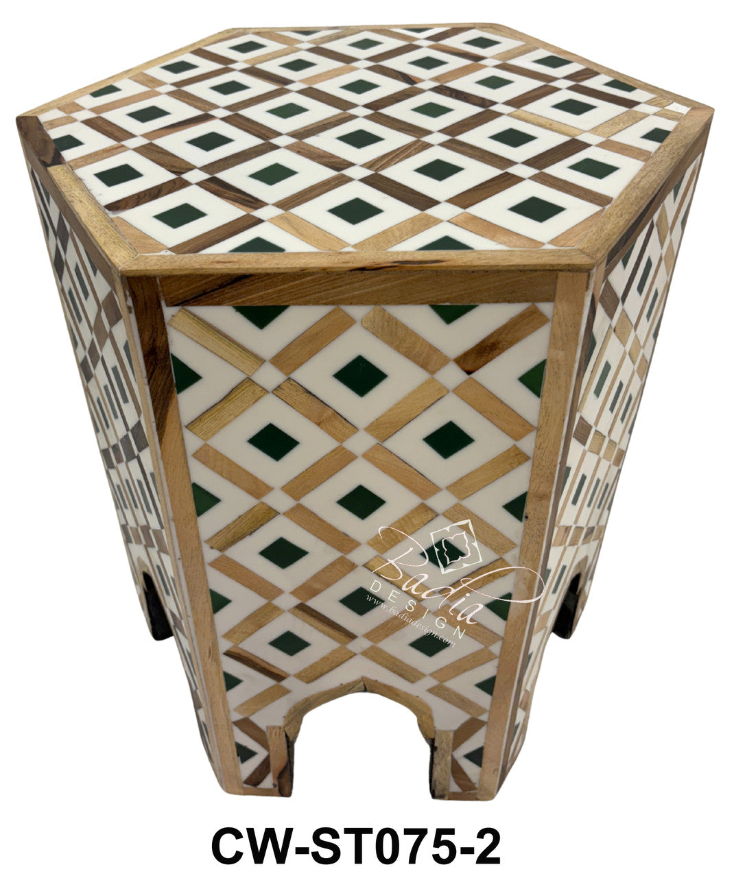 Multi-Color Wood and Resin Inlay Side Table