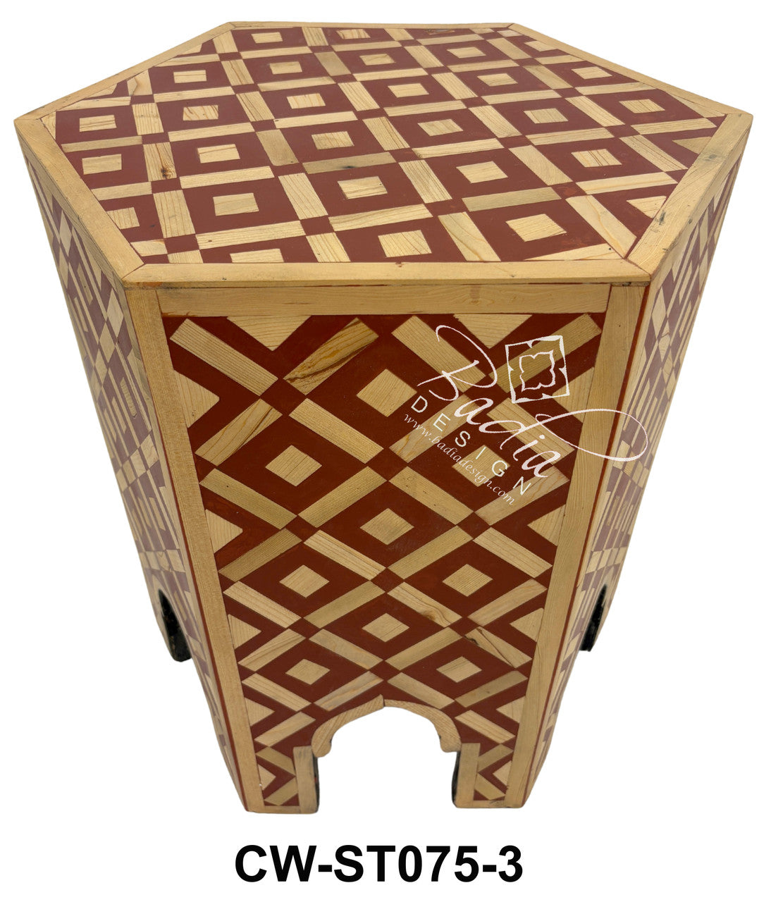 Multi-Color Wood and Resin Inlay Side Table