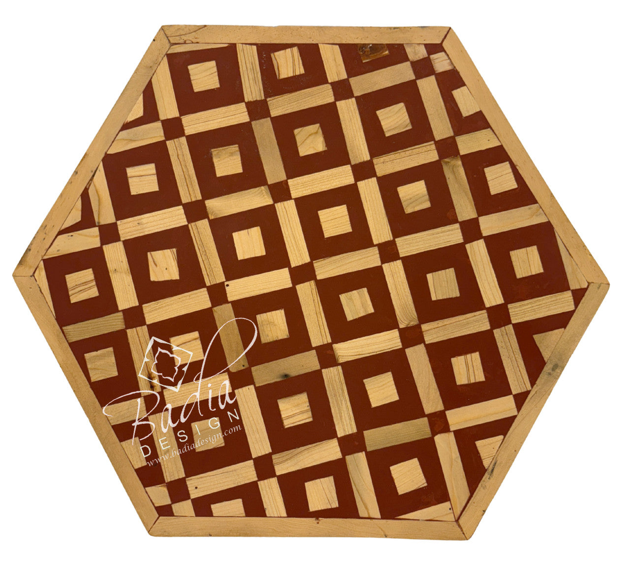 Multi-Color Wood and Resin Inlay Side Table