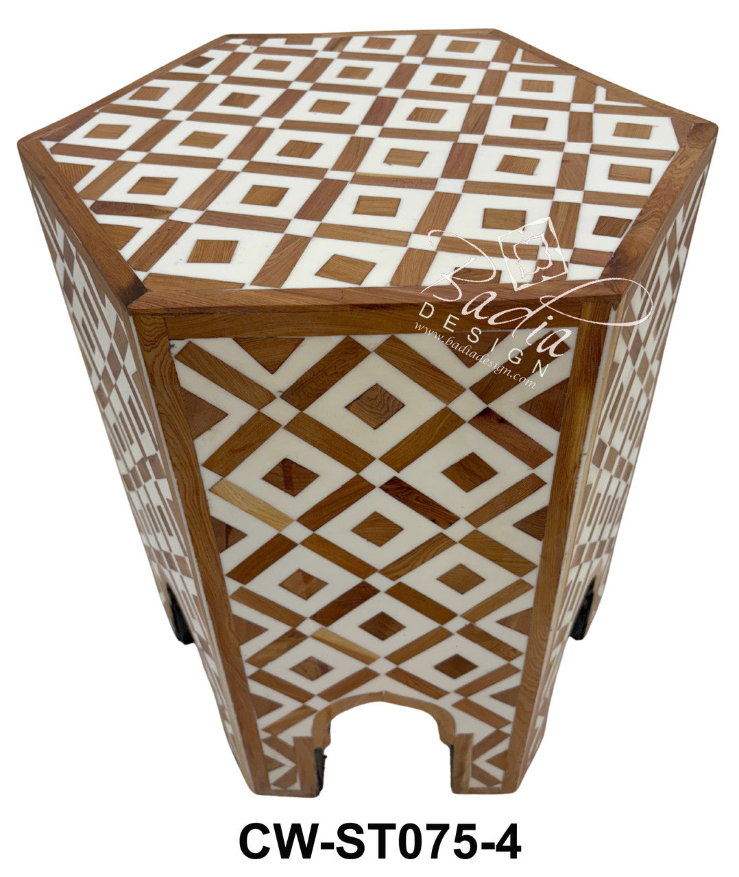 Multi-Color Wood and Resin Inlay Side Table