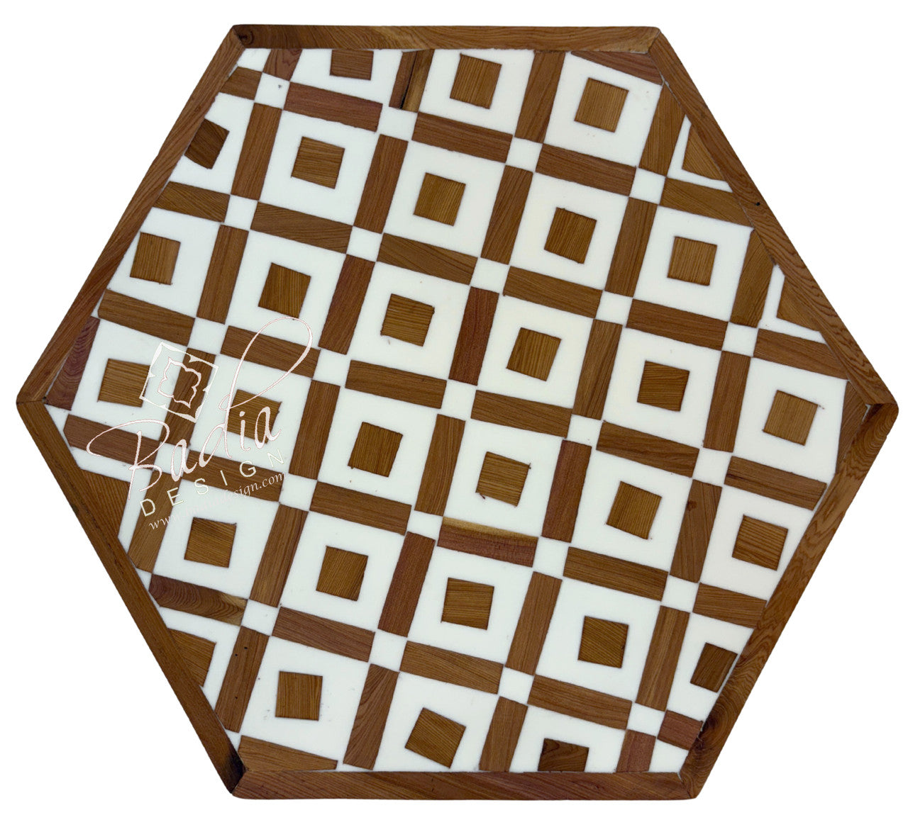 Multi-Color Wood and Resin Inlay Side Table