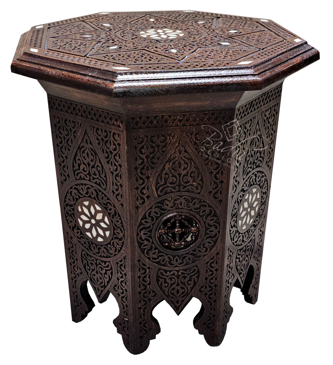 Mother of Pearl Inlay Wooden Side Table