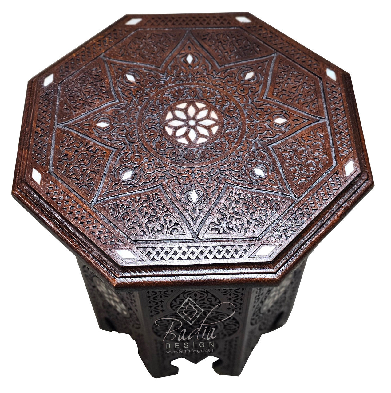 Mother of Pearl Inlay Wooden Side Table