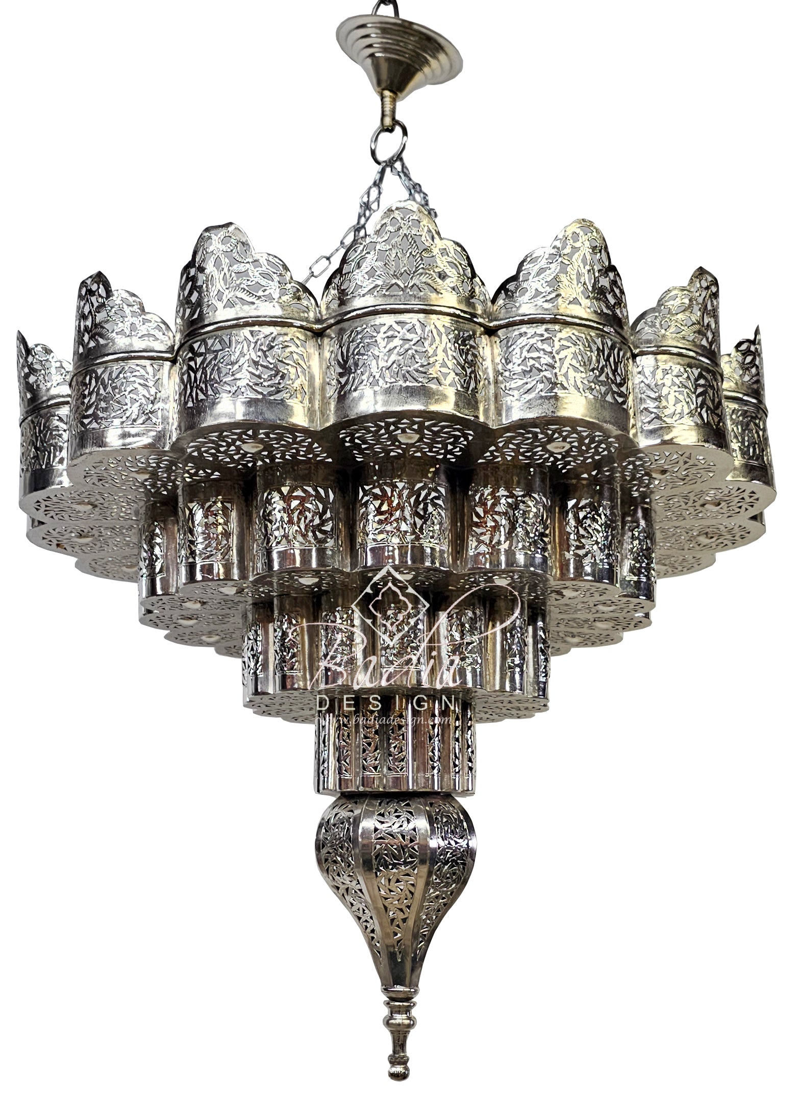 Upside Down Cake Shaped Silver Chandelier