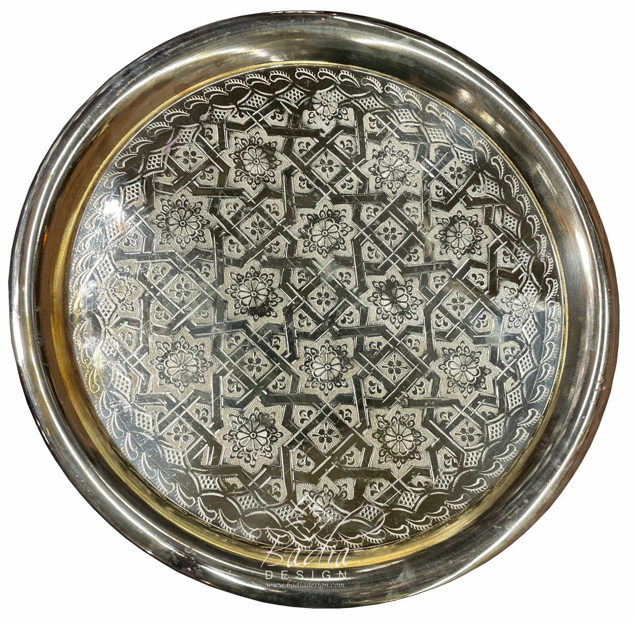 Silver Brass Engraved Table