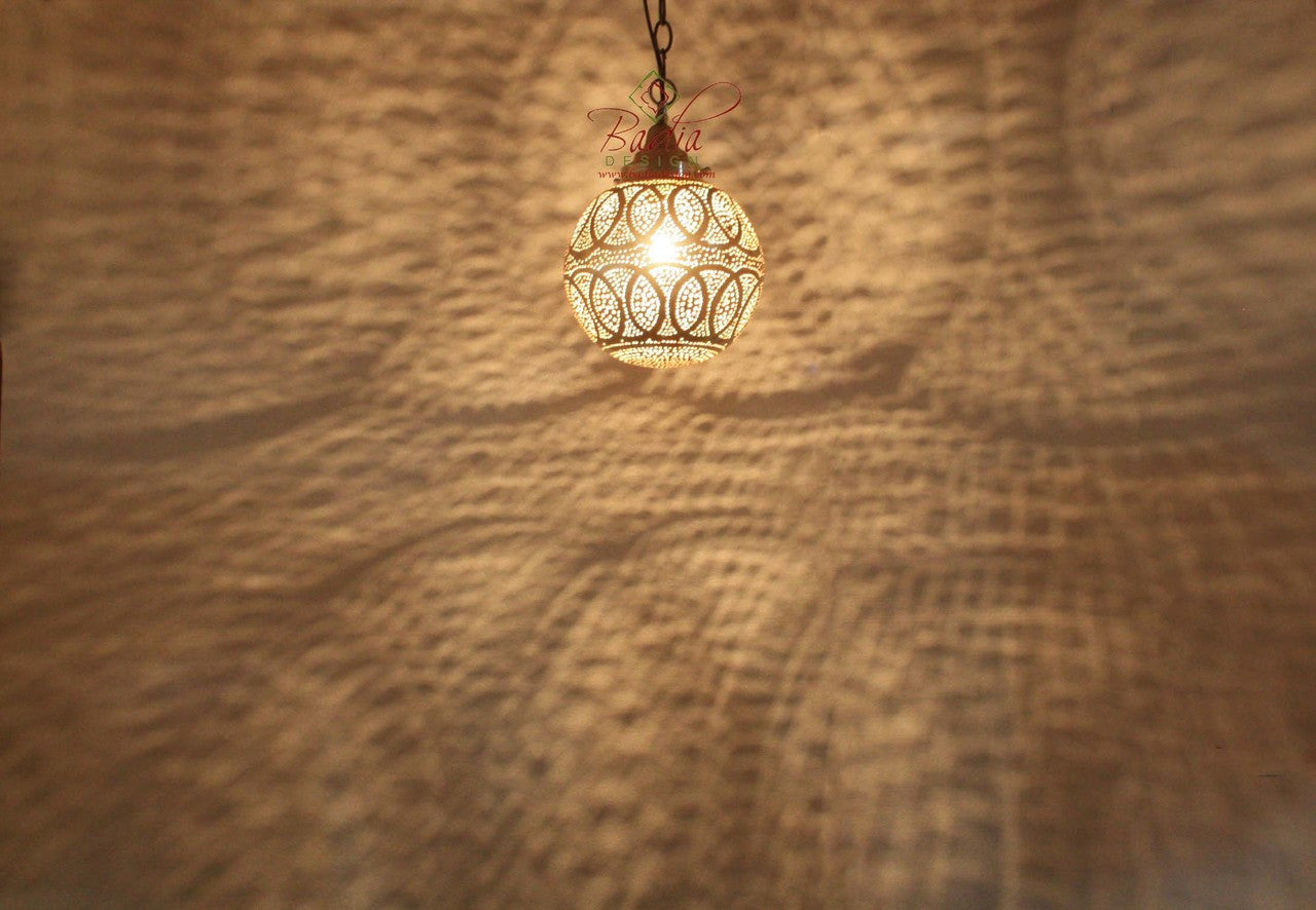 Round Intricately Designed Silver Lantern