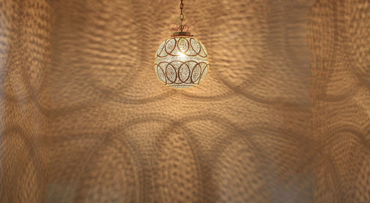 Round Intricately Designed Silver Lantern