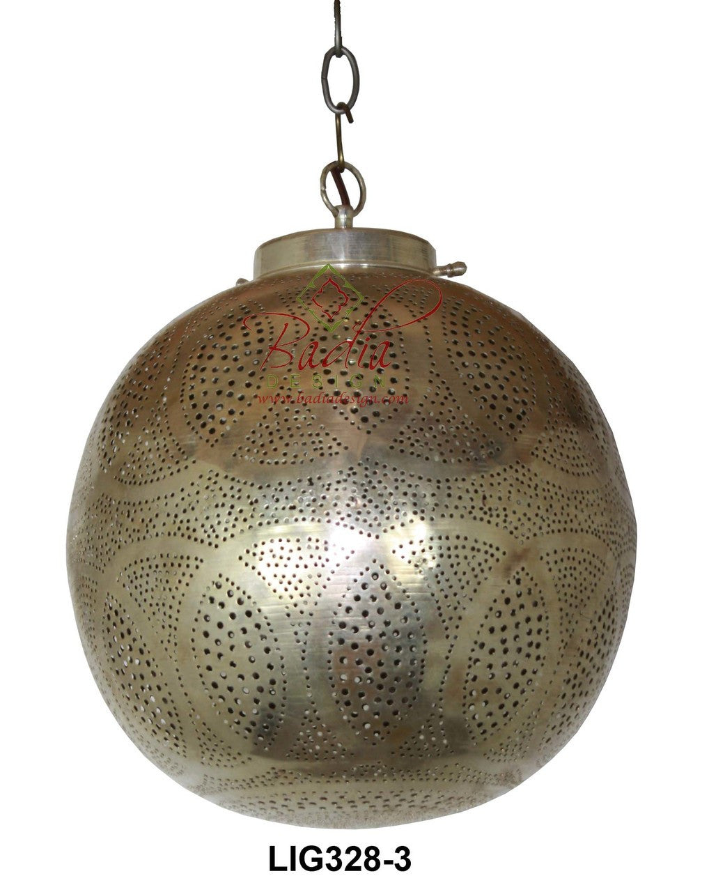 Round Intricately Designed Silver Lantern
