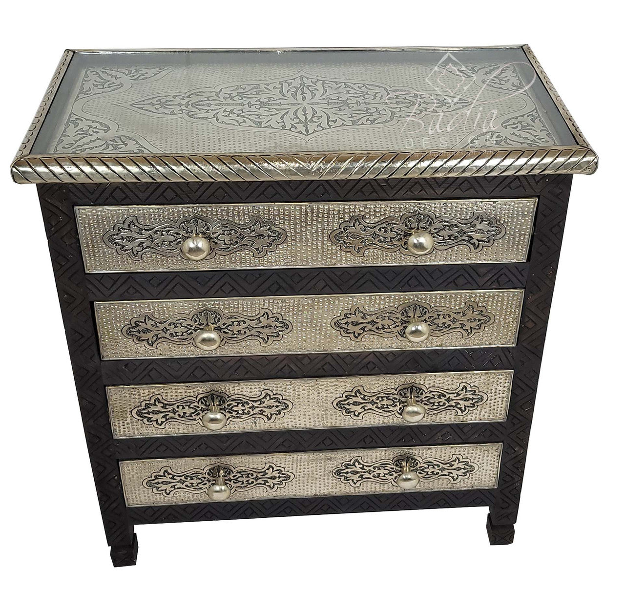 Embossed Nickel Cedar Wood Cabinet Dresser
