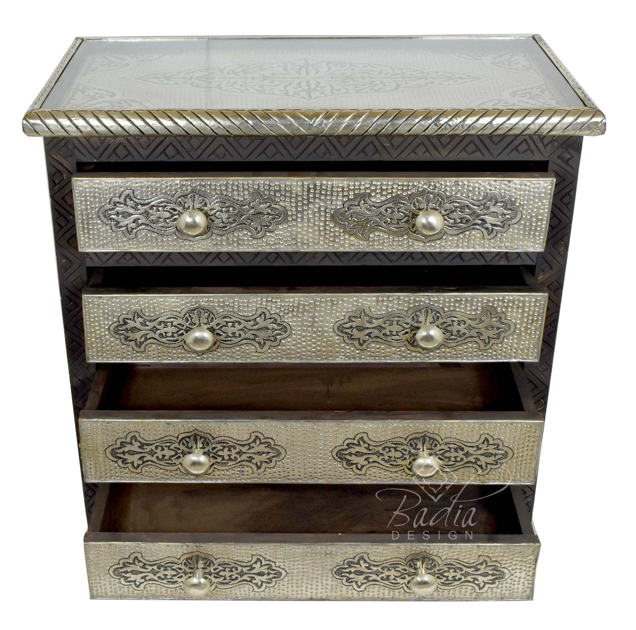 Embossed Nickel Cedar Wood Cabinet Dresser