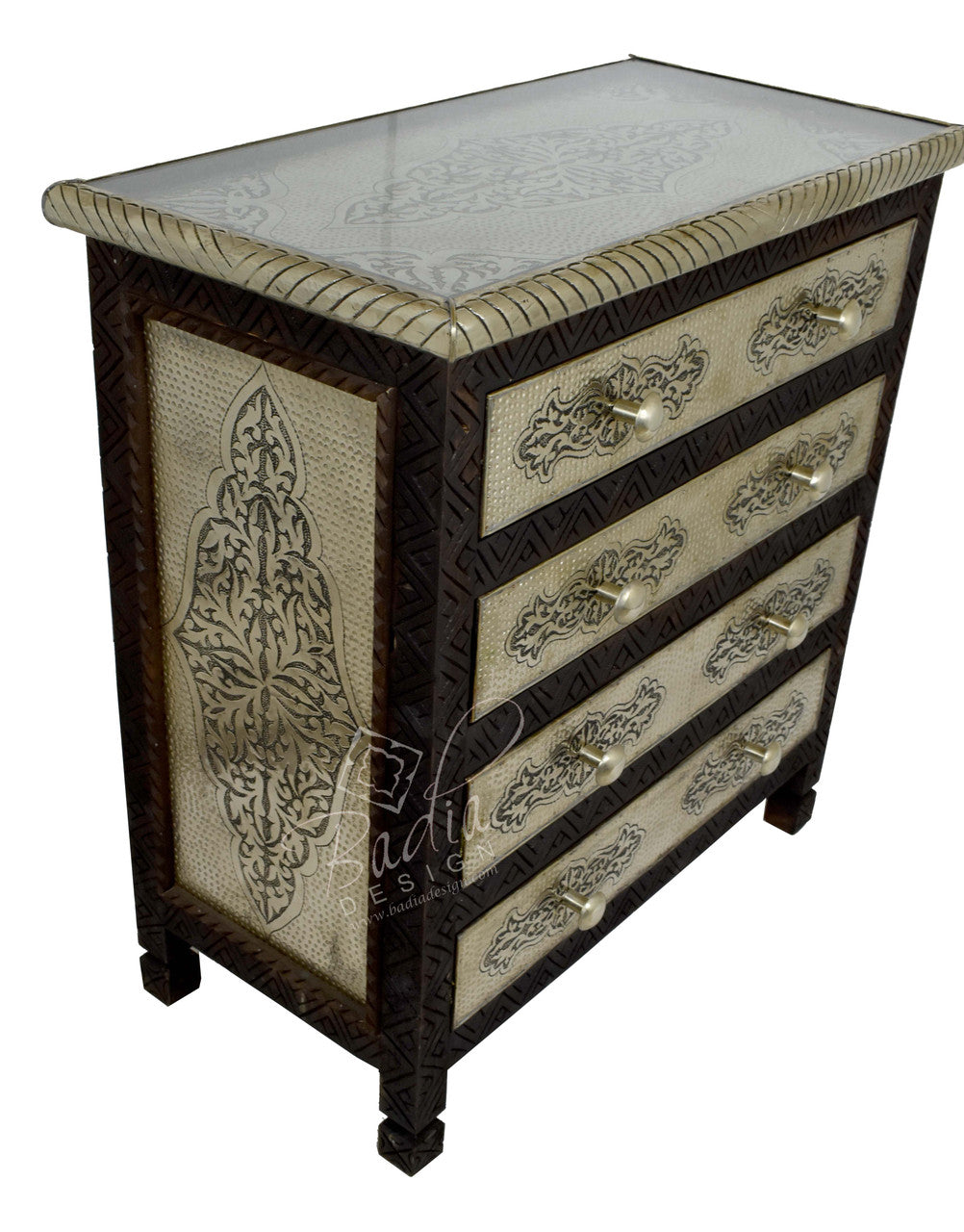 Embossed Nickel Cedar Wood Cabinet Dresser