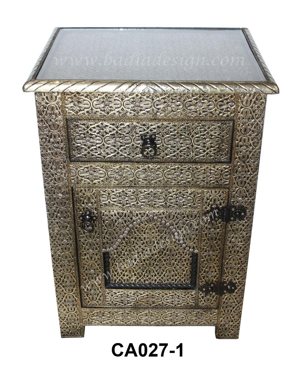 Moroccan Silver Embossed Nickel Cabinet