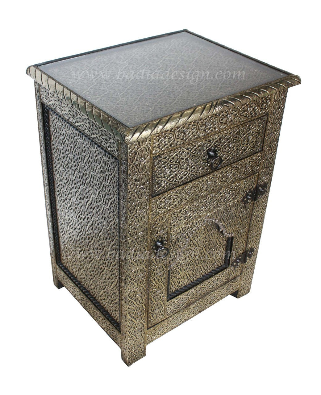 Moroccan Silver Embossed Nickel Cabinet