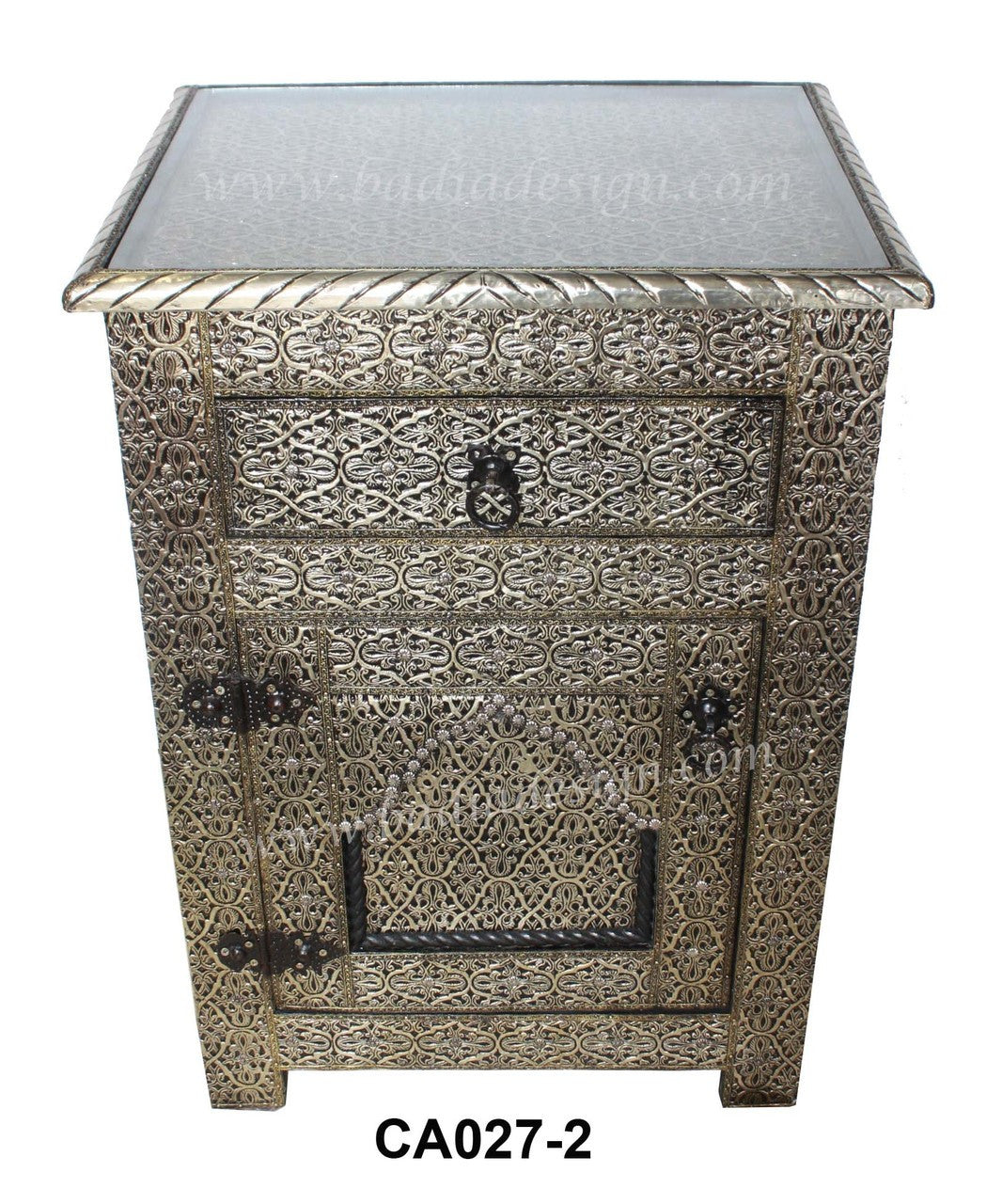 Moroccan Silver Embossed Nickel Cabinet
