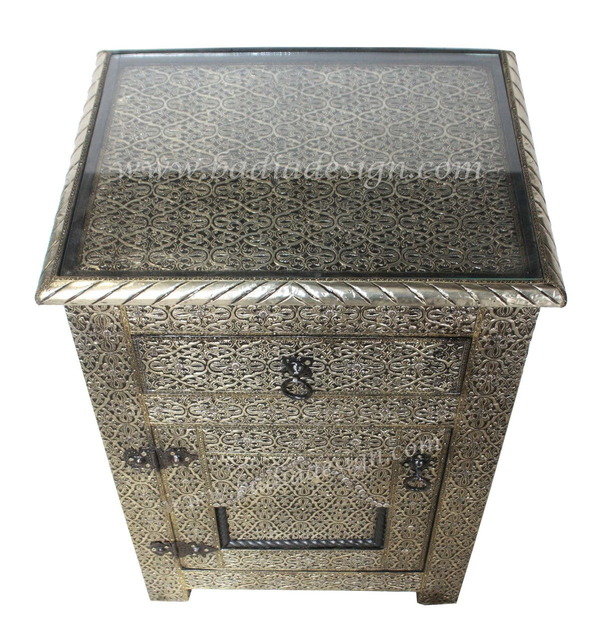 Moroccan Silver Embossed Nickel Cabinet