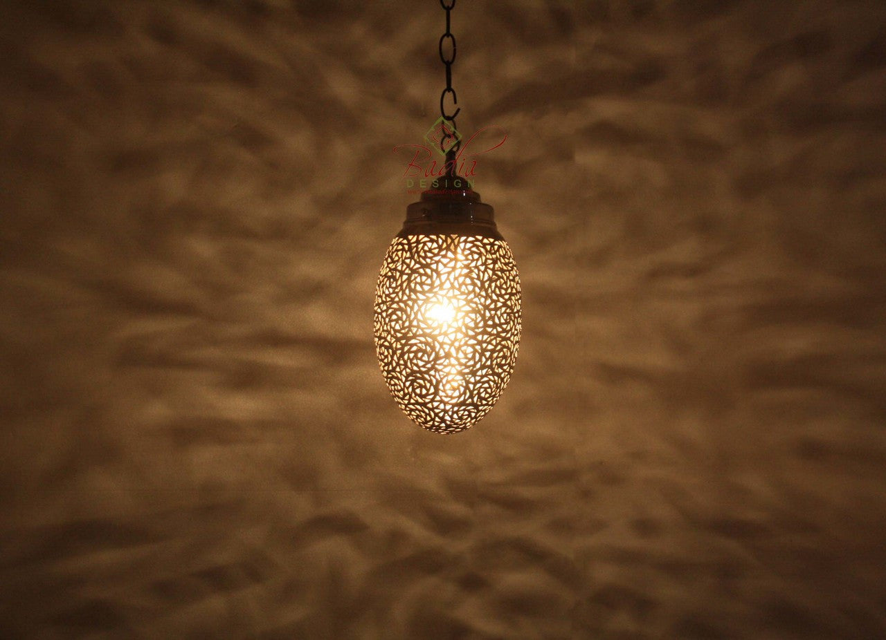 Silver Teardrop Shaped Pendant Light