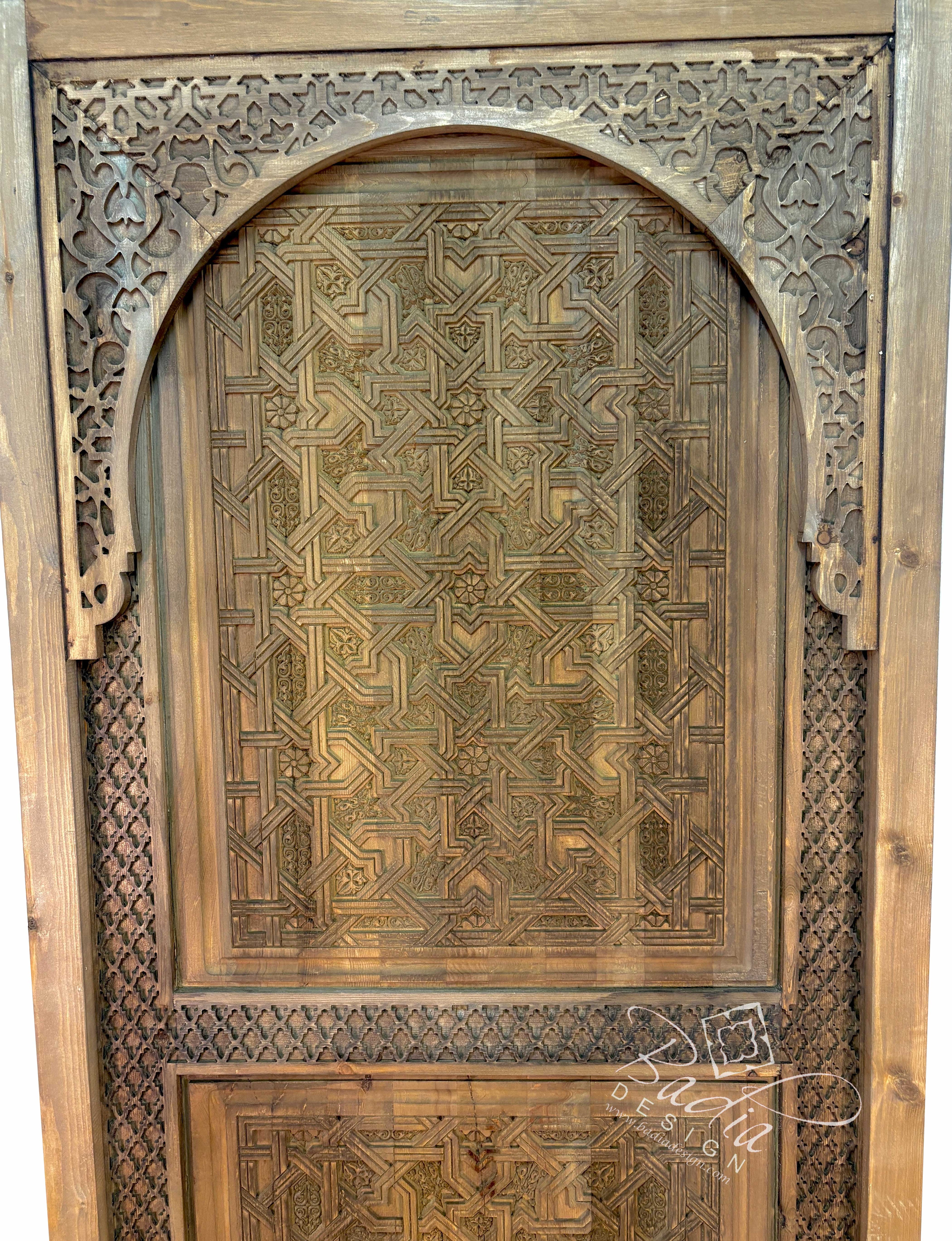 Stained Hand Carved Wooden Door
