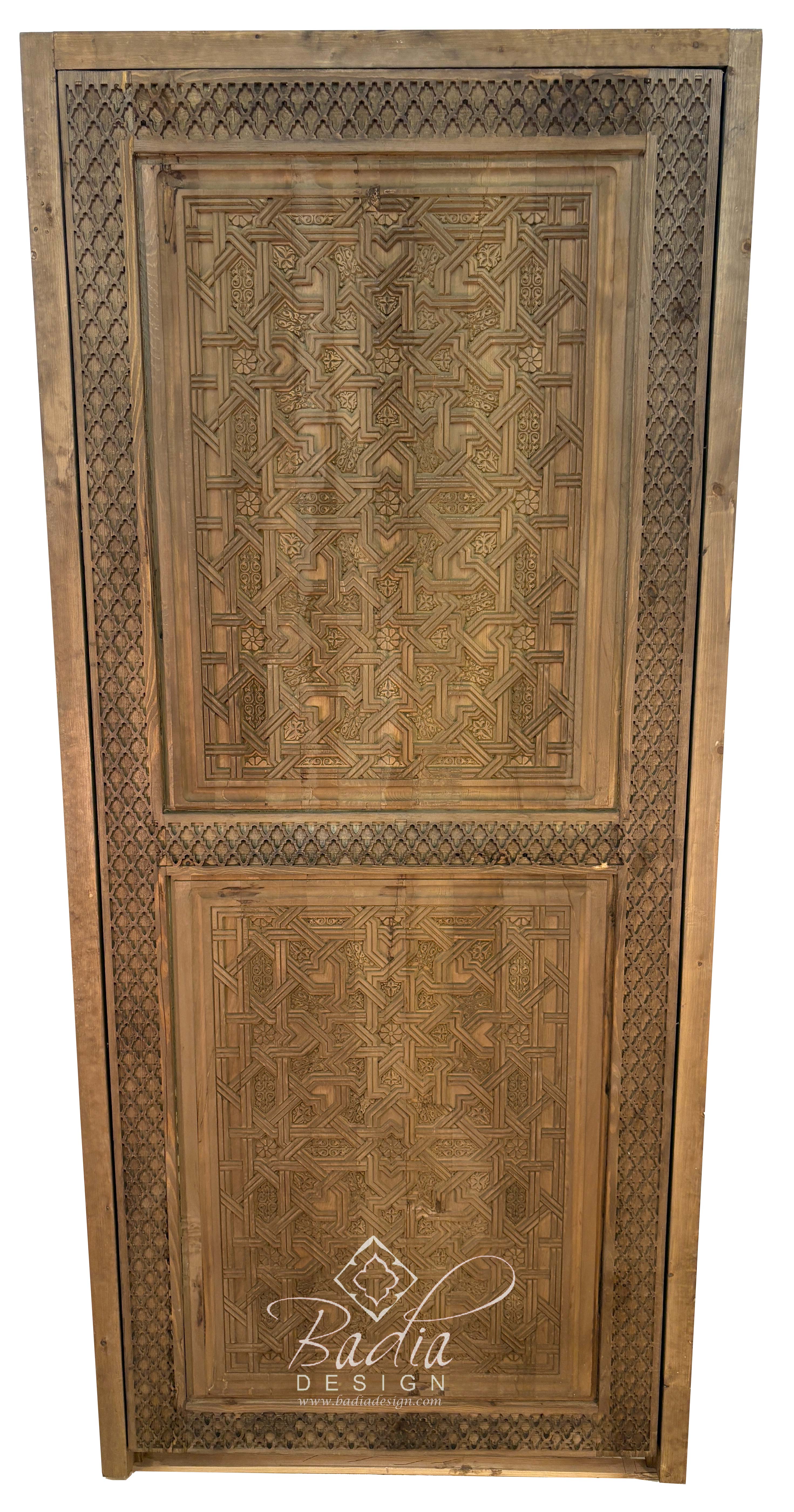 Stained Hand Carved Wooden Door