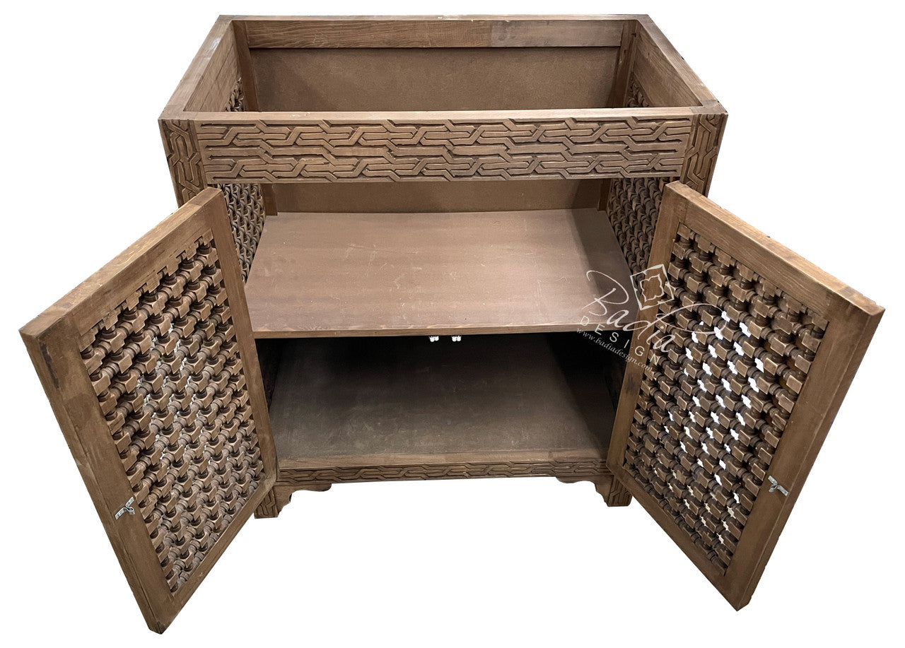 Hand Carved Cedar Wood Bathroom Vanity