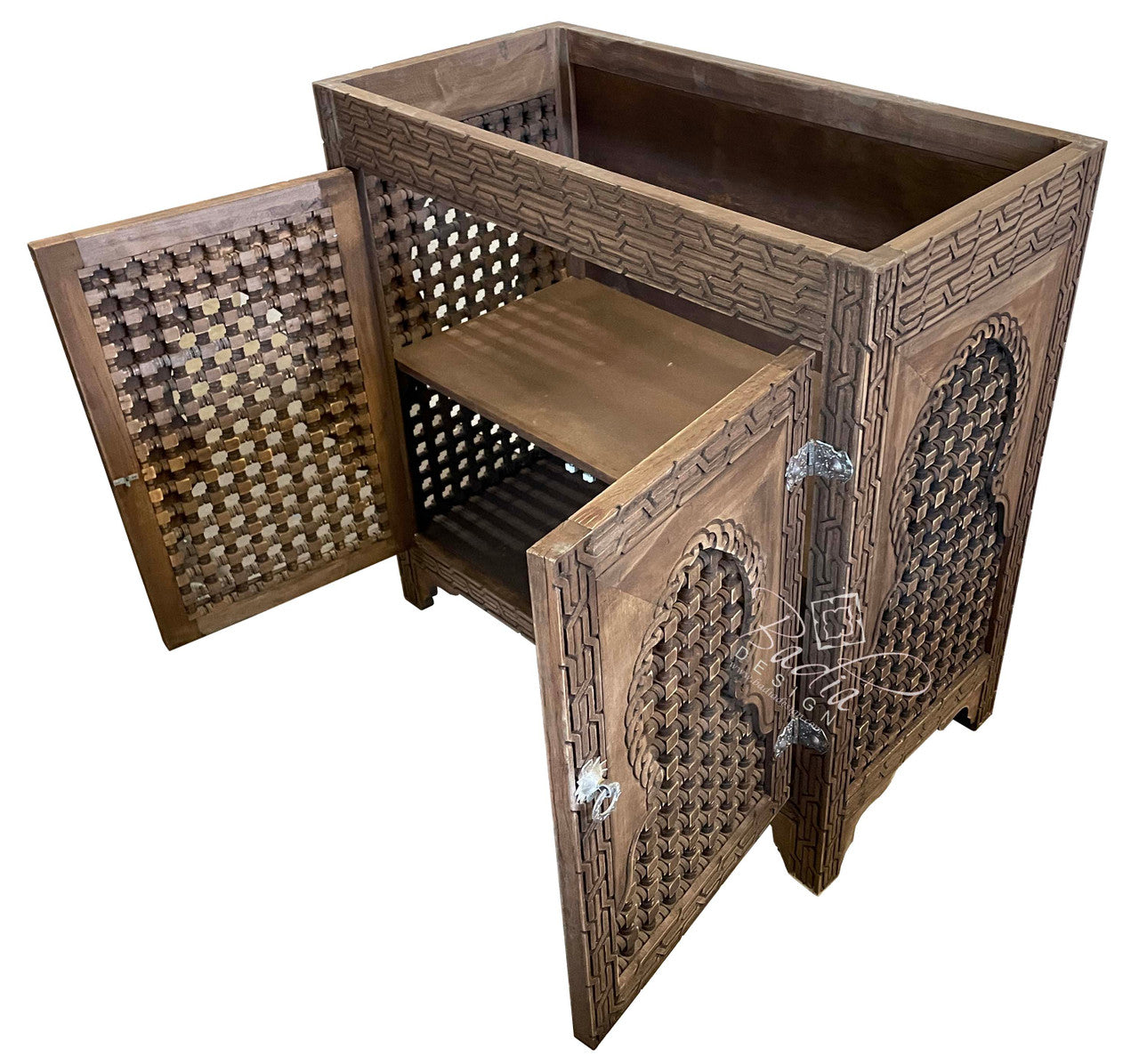 Hand Carved Cedar Wood Bathroom Vanity