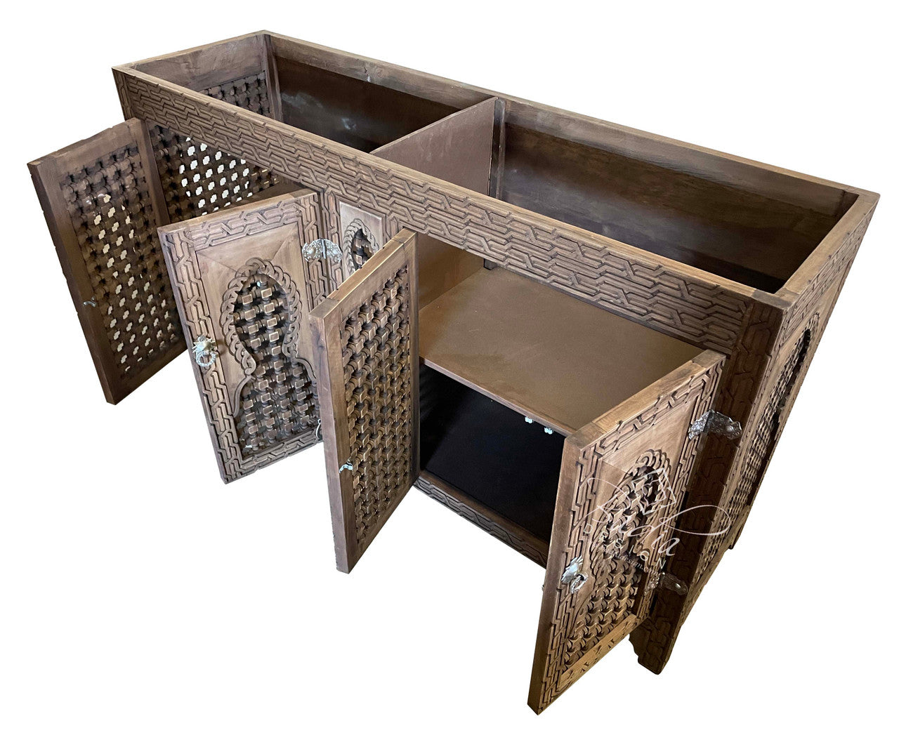 Hand Carved Cedar Wood Bathroom Vanity