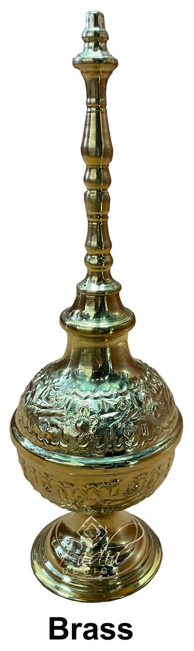 Tall Brass and Silver Perfume Containers