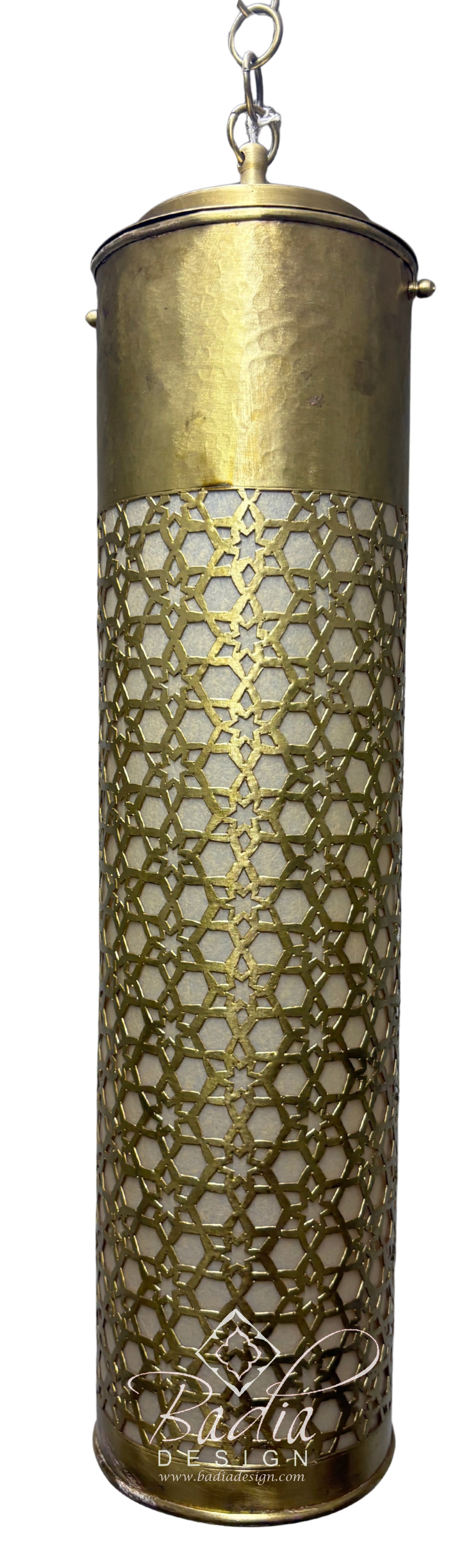 Tall Brass Cylindrical Shaped Light Fixture